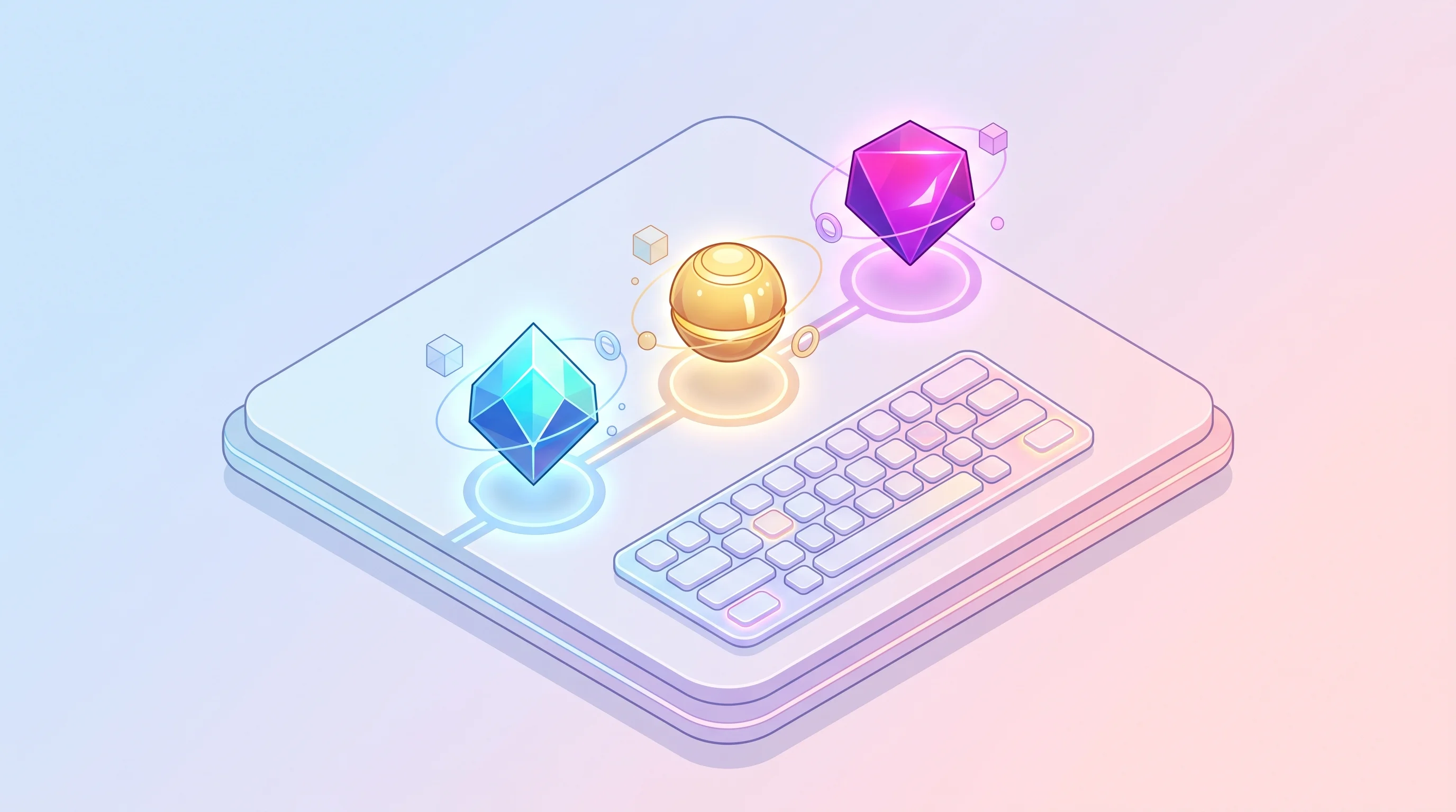 Digital illustration for article section "Content Section 3" in "Ante launches 15MB offline AI coding agent" - A clean, minimalist isometric composition representing permission management, featuring three distin...