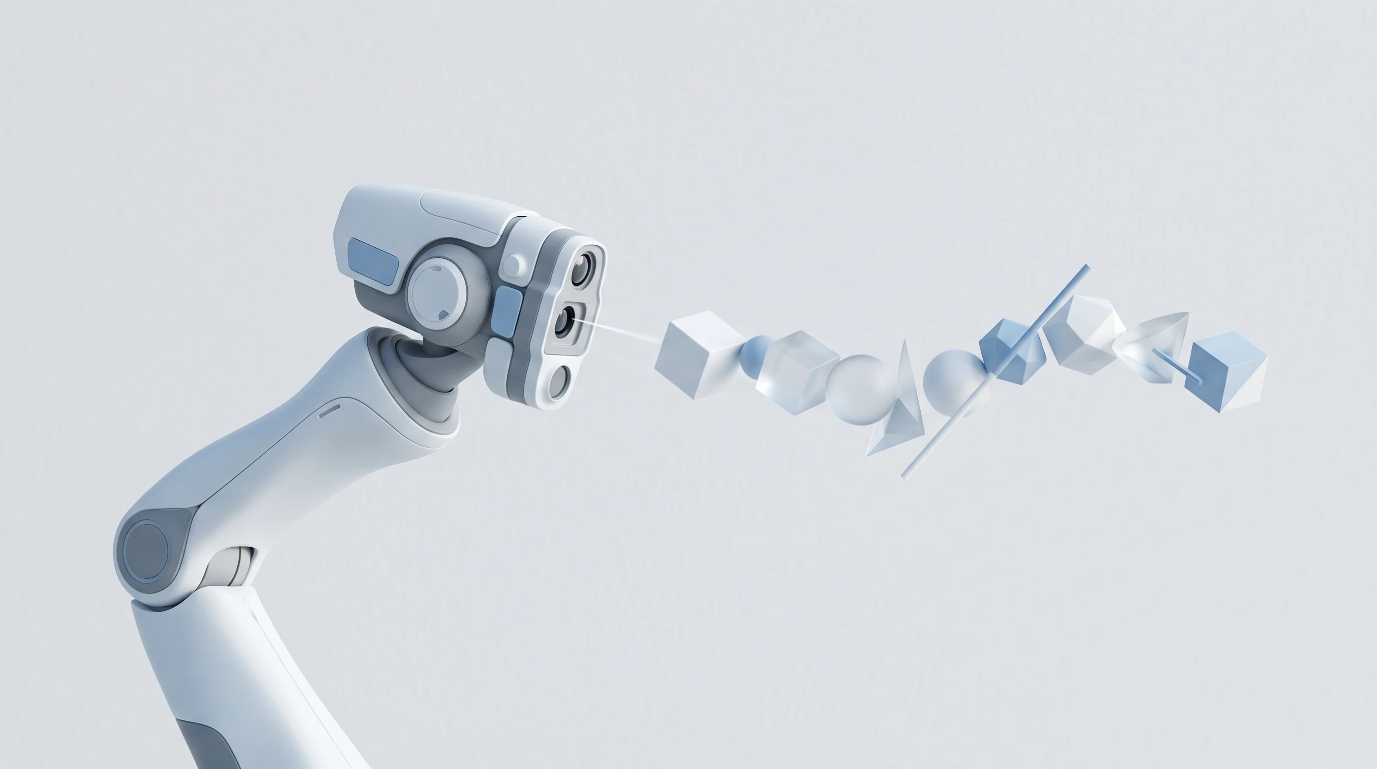 Digital illustration for article section "Content Section 3" in "DeepReach builds real-world data network for physical AI" - A sleek, avant-garde robotic sensor array elegantly interacting with a perfectly synchronized sequen...
