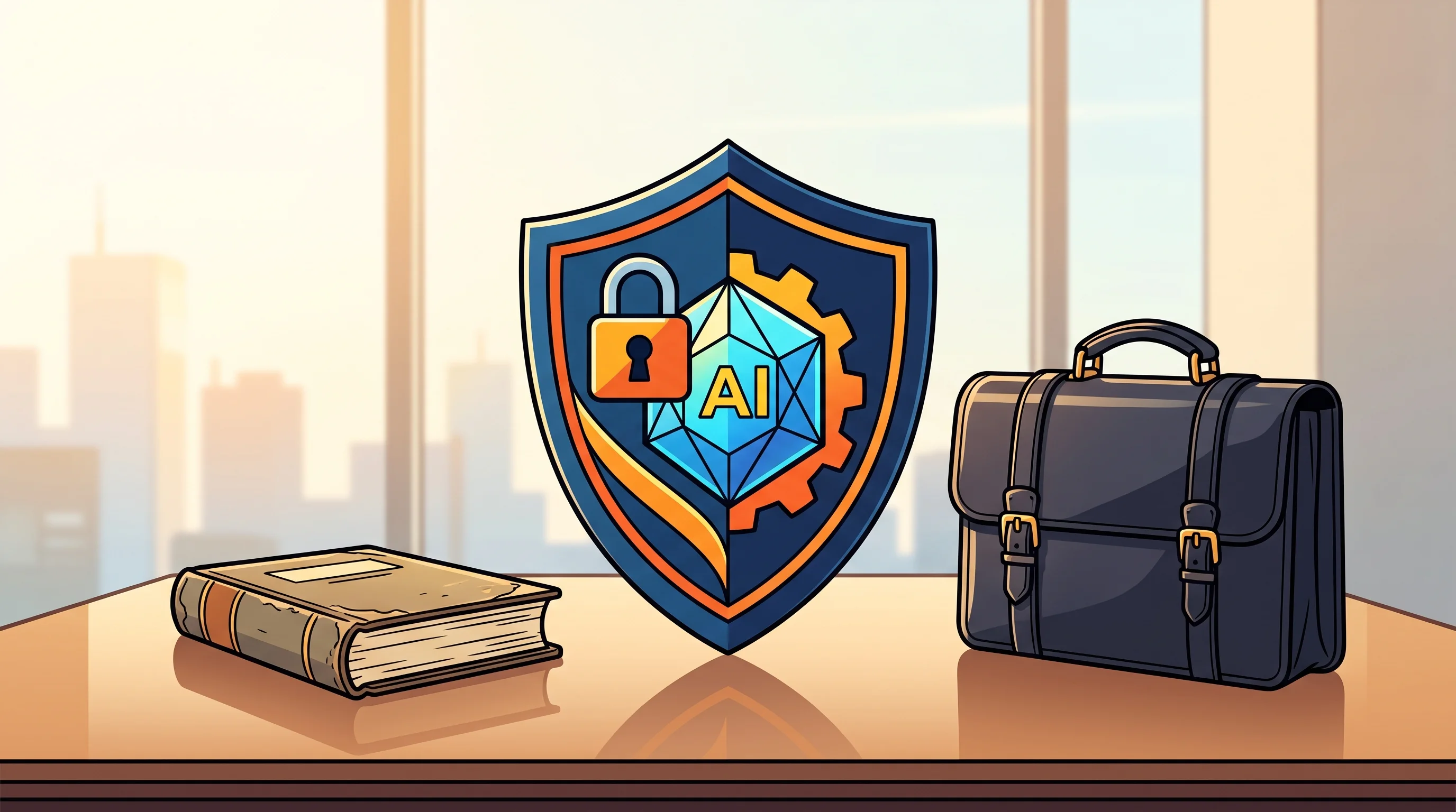 Digital illustration for article section "Content Section 3" in "Mindgard raises $30M to secure AI models from attacks" - A conceptual illustration representing a leadership transition within an AI security startup, featur...