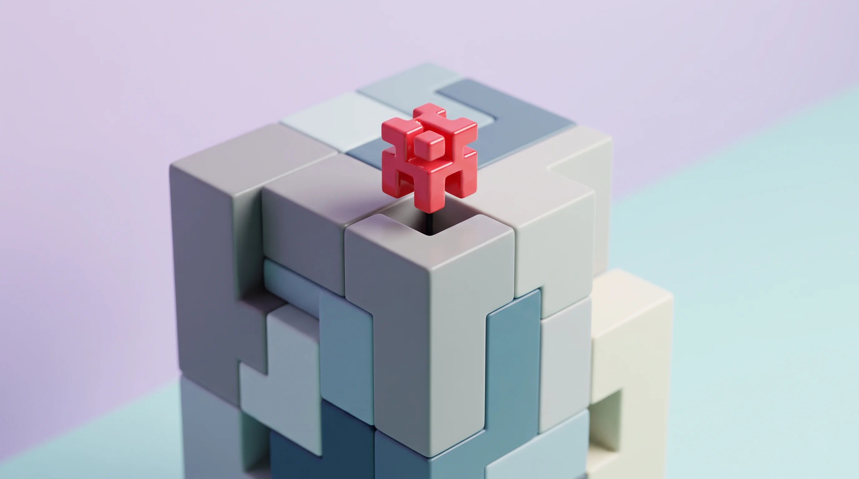 Digital illustration for article section "Benchmarks and Early Deployments" in "Pathway raises $30M at $500M for post-Transformer AI" - A clean, minimalist 3D composition featuring a remarkably small, exquisitely crafted geometric puzzl...
