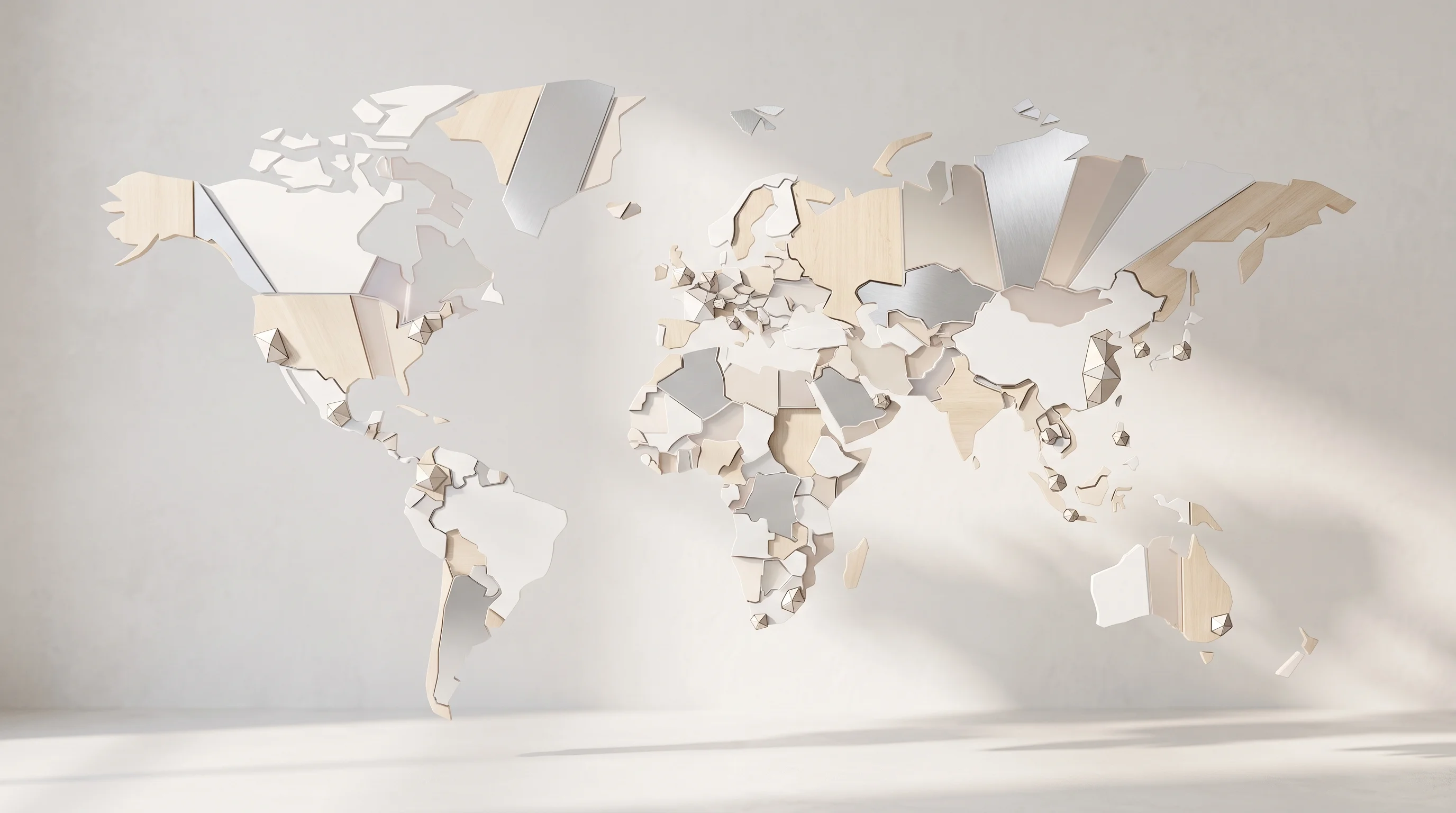 Digital illustration for article section "Content Section 2" in "Demand AI raises $2.5M to automate B2B lead generation" - A clean, minimalist, and conceptual representation of a global map highlighting 24 distinct internat...