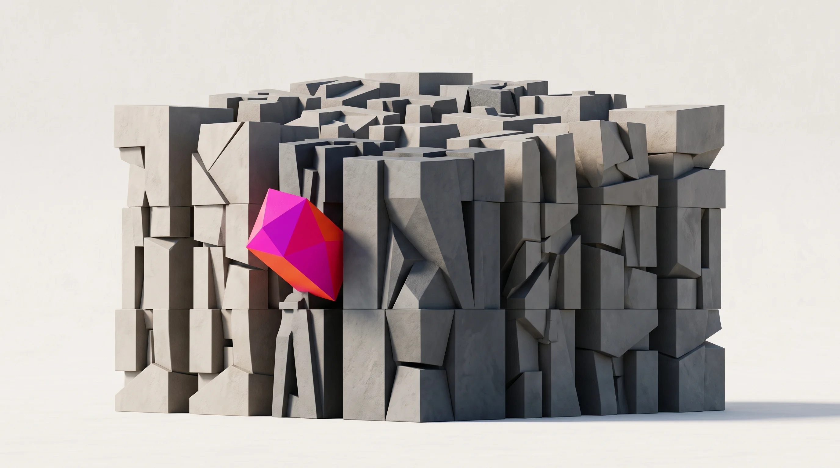 Digital illustration for article section "Content Section 3" in "Demand AI raises $2.5M to automate B2B lead generation" - A conceptual, minimalist representation of a new startup entering a crowded, established market of a...