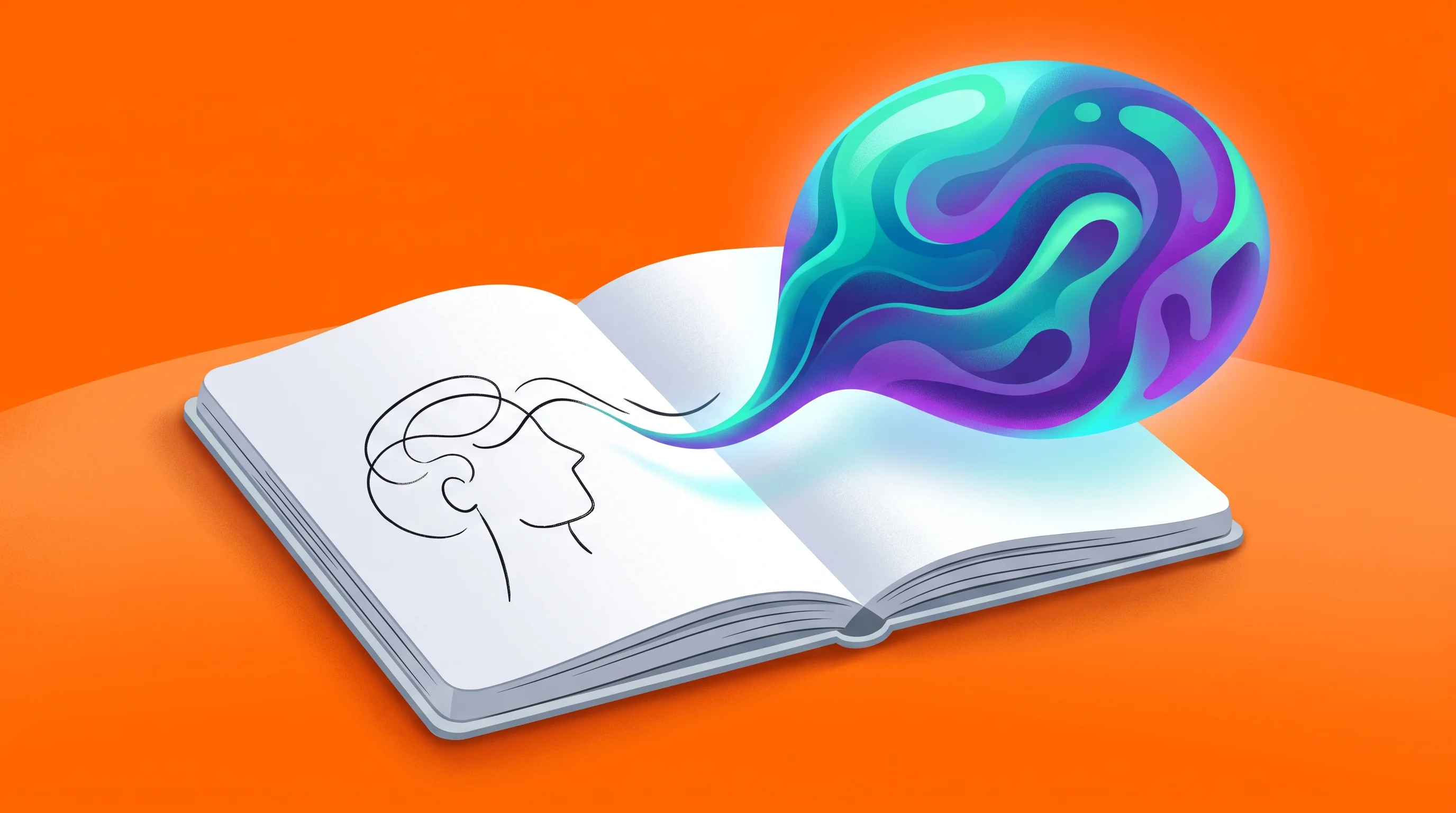 Digital illustration for article section "Content Section 5" in "Sandbar launches Stream to bring AI voice interface to rings" - A clean, minimalist composition featuring an open, modern sketchbook resting on a smooth surface, wi...