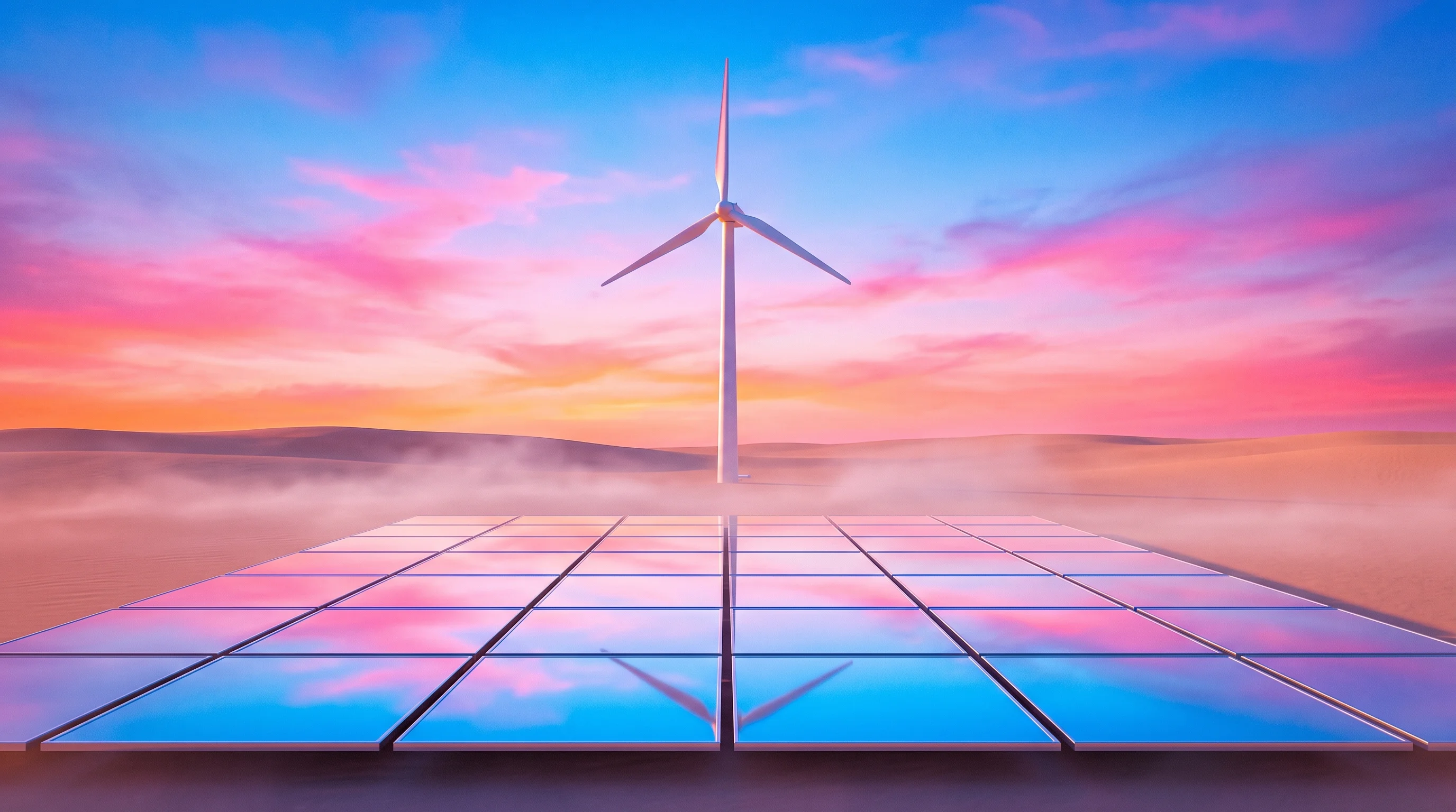 Digital illustration for article section "Content Section 2" in "Rune raises $7M to turn wasted solar power into AI compute" - A minimalist and conceptual representation of global renewable energy sites featuring a sleek, moder...