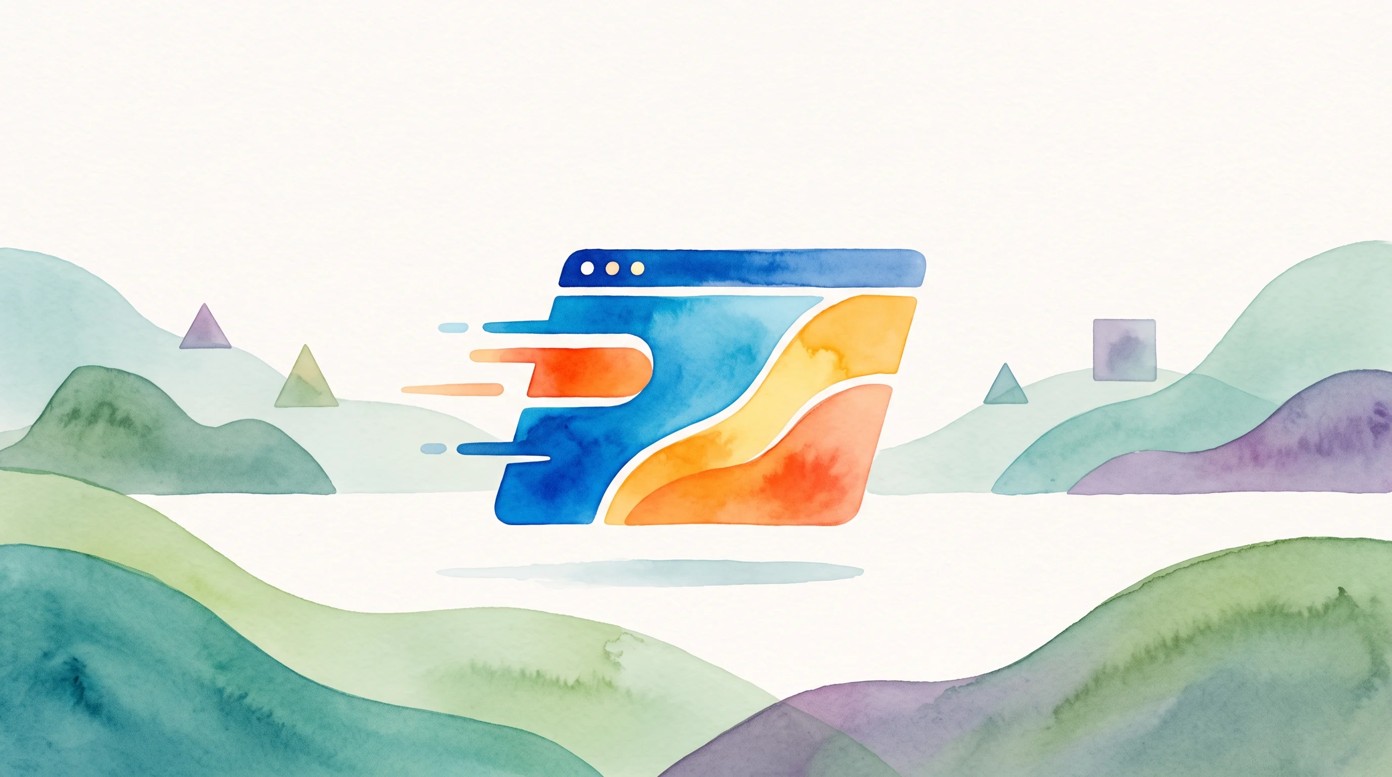 Digital illustration for article section "The Landscape" in "WebBrain launches open-source AI agent for browsers" - A conceptual and minimalist illustration representing a fast-moving, competitive landscape of web to...