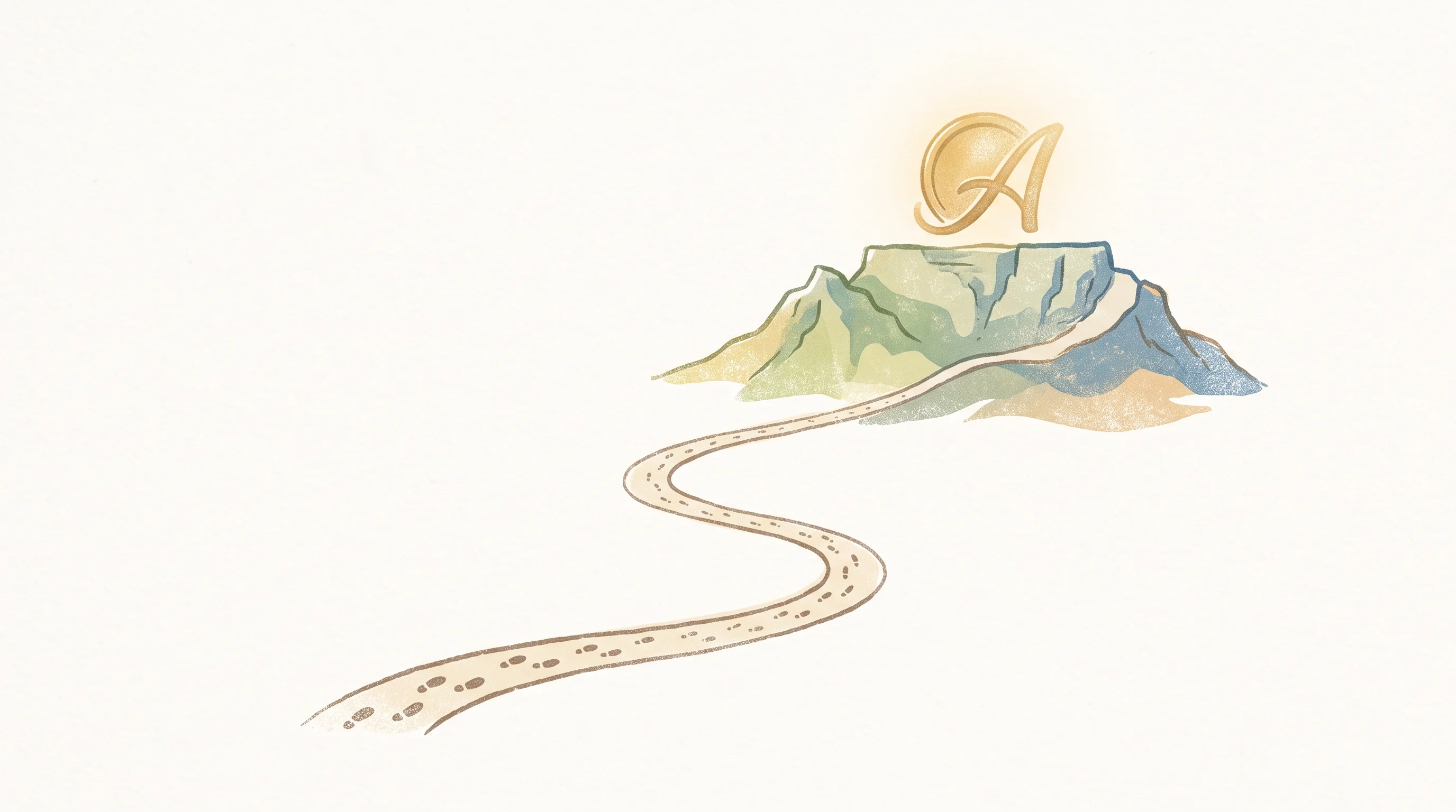Digital illustration for article section "Series A Ahead" in "TurnStay processes R1 billion in African travel payments" - A conceptual, minimalist illustration of a gentle, winding upward path leading to an abstract mounta...