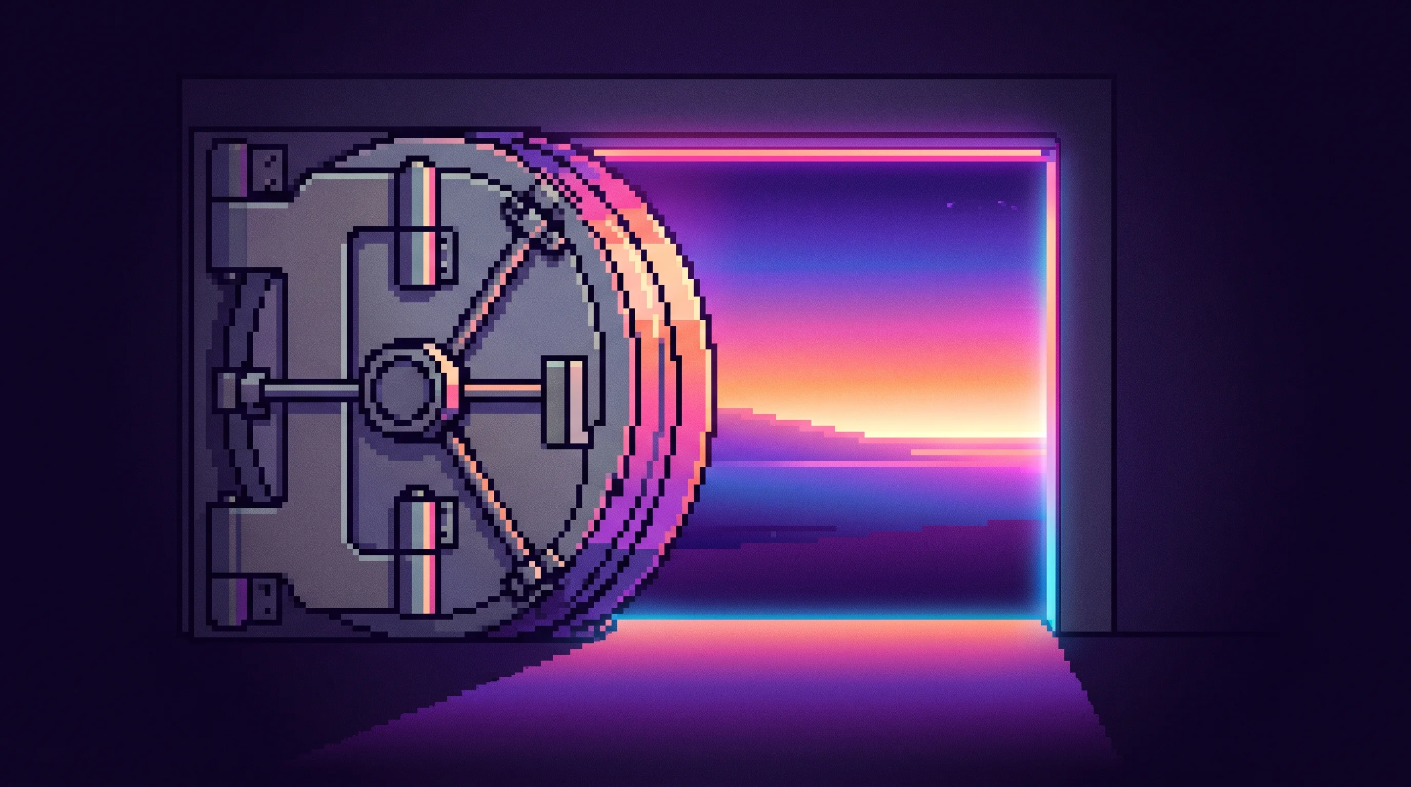 Digital illustration for article section "Content Section 4" in "Maximum raises $30M seed to build AI bank operating system" - A conceptual, minimalist composition symbolizing a wide window of disruption in the traditional Amer...