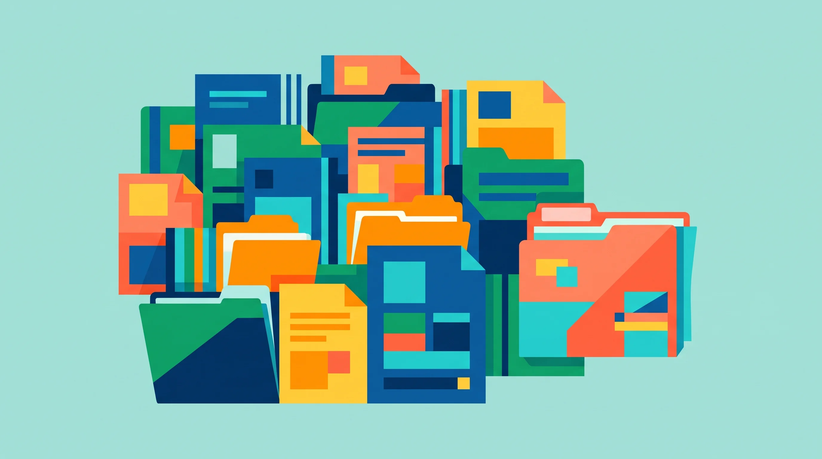 Digital illustration for article section "A Crowded Field, With Room to Specialize" in "Kita raises $4.5M to automate credit underwriting with AI" - A clean, minimalist flat illustration representing a crowded but specialized financial market for cr...