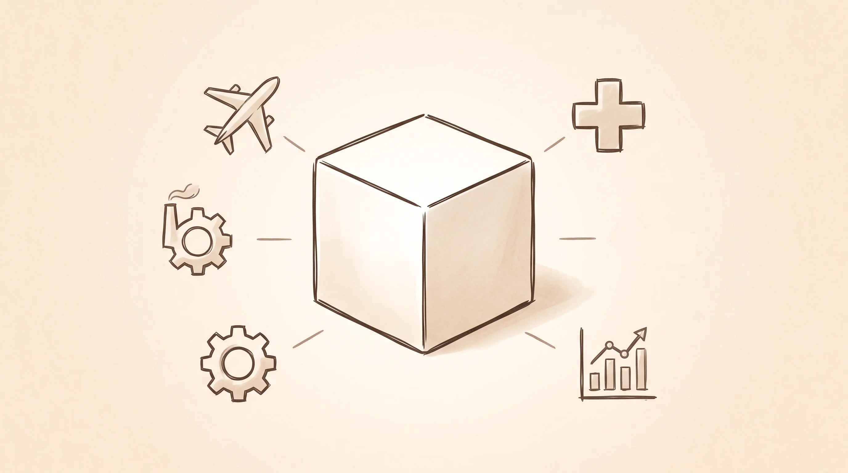 Digital illustration for article section "Content Section 3" in "Hypercubic raises $5.3M to modernize COBOL with AI" - A conceptual, modern illustration centered on a sleek, minimalist geometric cube representing a cent...
