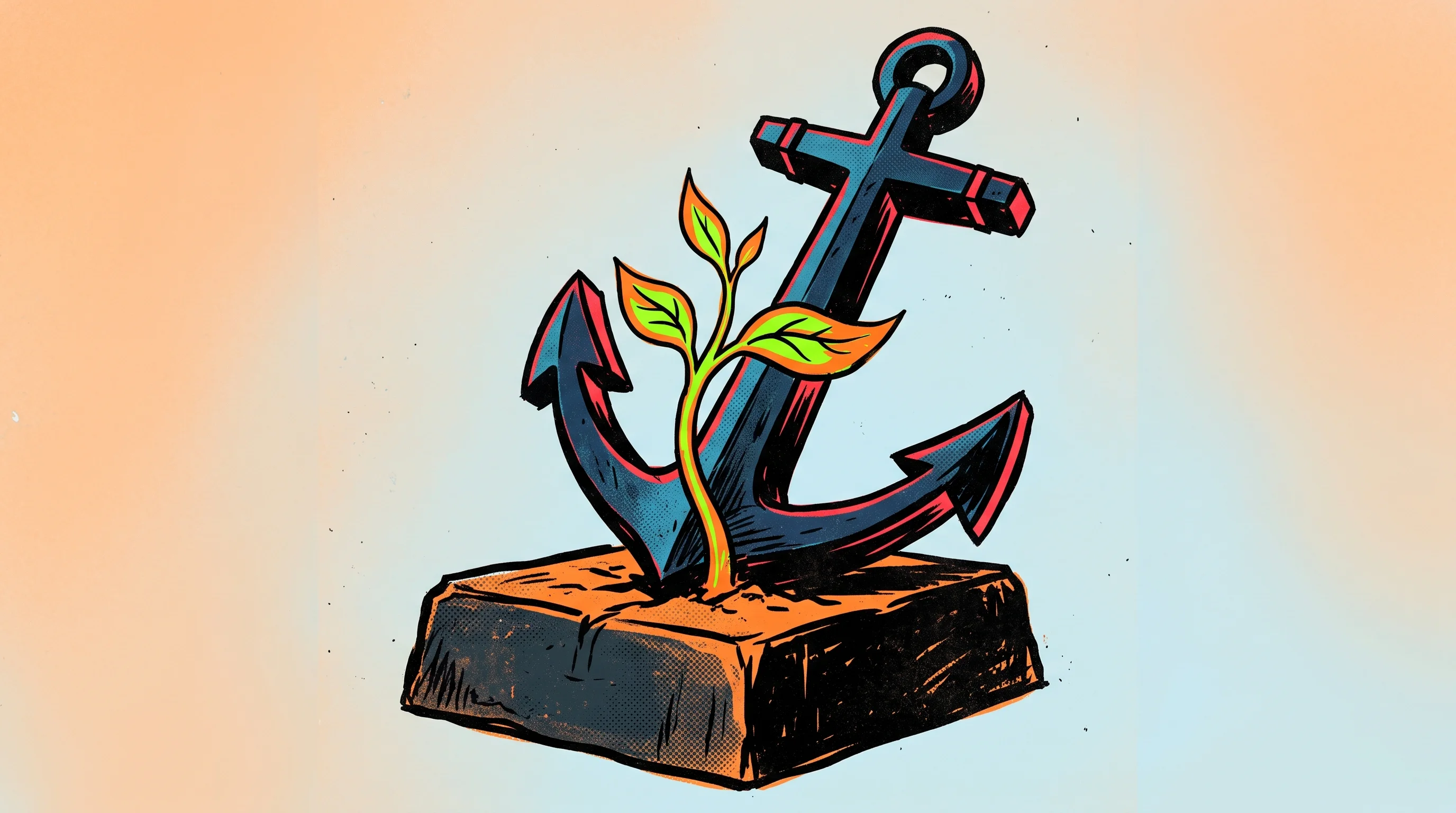Digital illustration for article section "Content Section 3" in "Callosum raises $100M to match AI tasks to best chips" - A clean, minimal composition featuring a solitary, stylized architectural anchor firmly planted into...