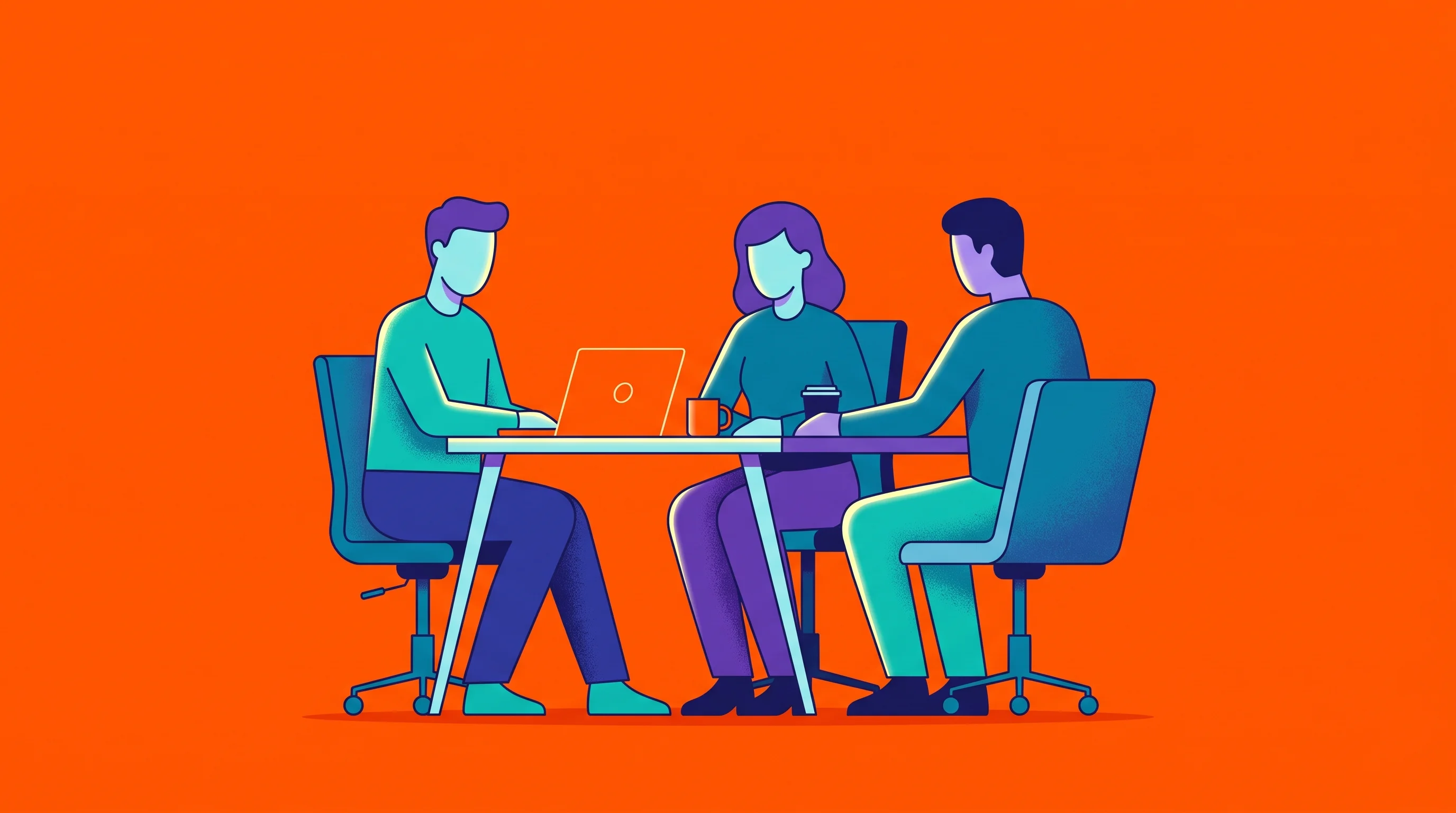 Digital illustration for article section "Content Section 2" in "MaxQ Medical raises $31.5M to advance prostate HIFU system" - A clean, minimal conceptual illustration of a tiny, skeletal startup team represented by three facel...