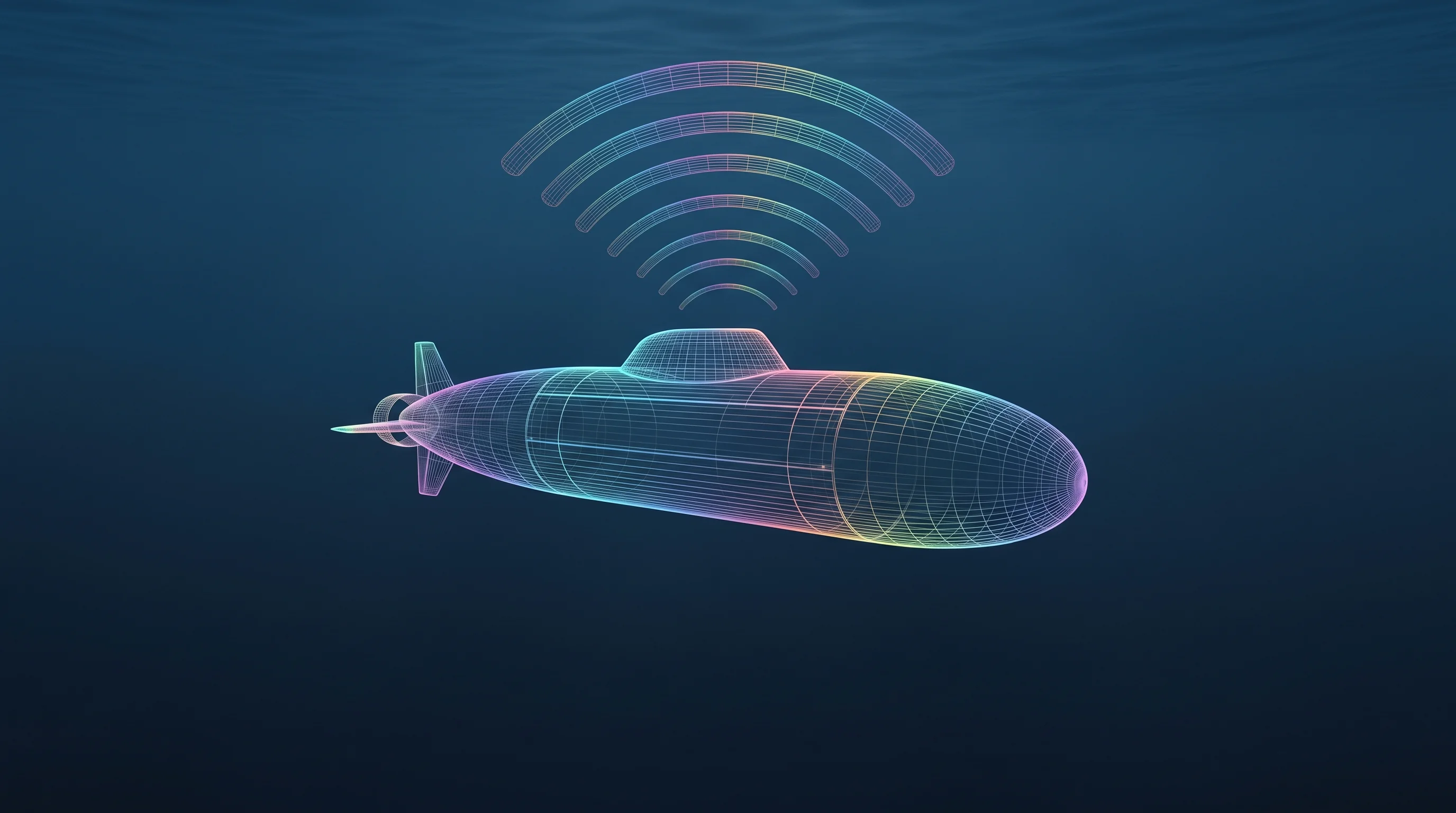 Digital illustration for article section "Content Section 3" in "Oshen raises $5M to scale hurricane-tested ocean robots" - A sleek, modern autonomous underwater vehicle gliding quietly through a deep, uncluttered ocean envi...
