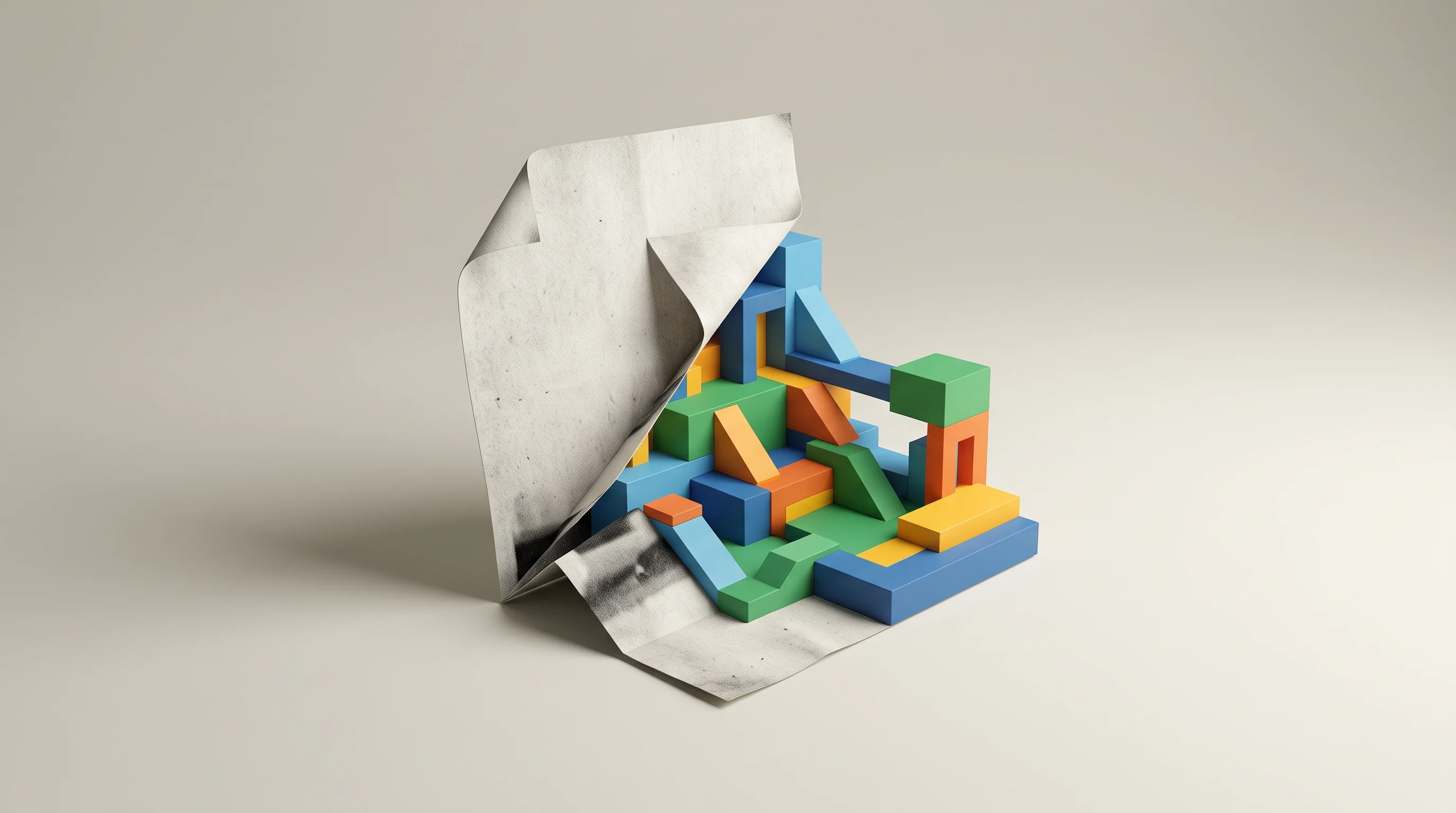 Digital illustration for article section "A Crowded and Accelerating Field" in "Élisa Interactive raises $900K for AI 3D world creation tools" - A minimalist and conceptual surreal digital collage representing the accelerating field of AI-assist...