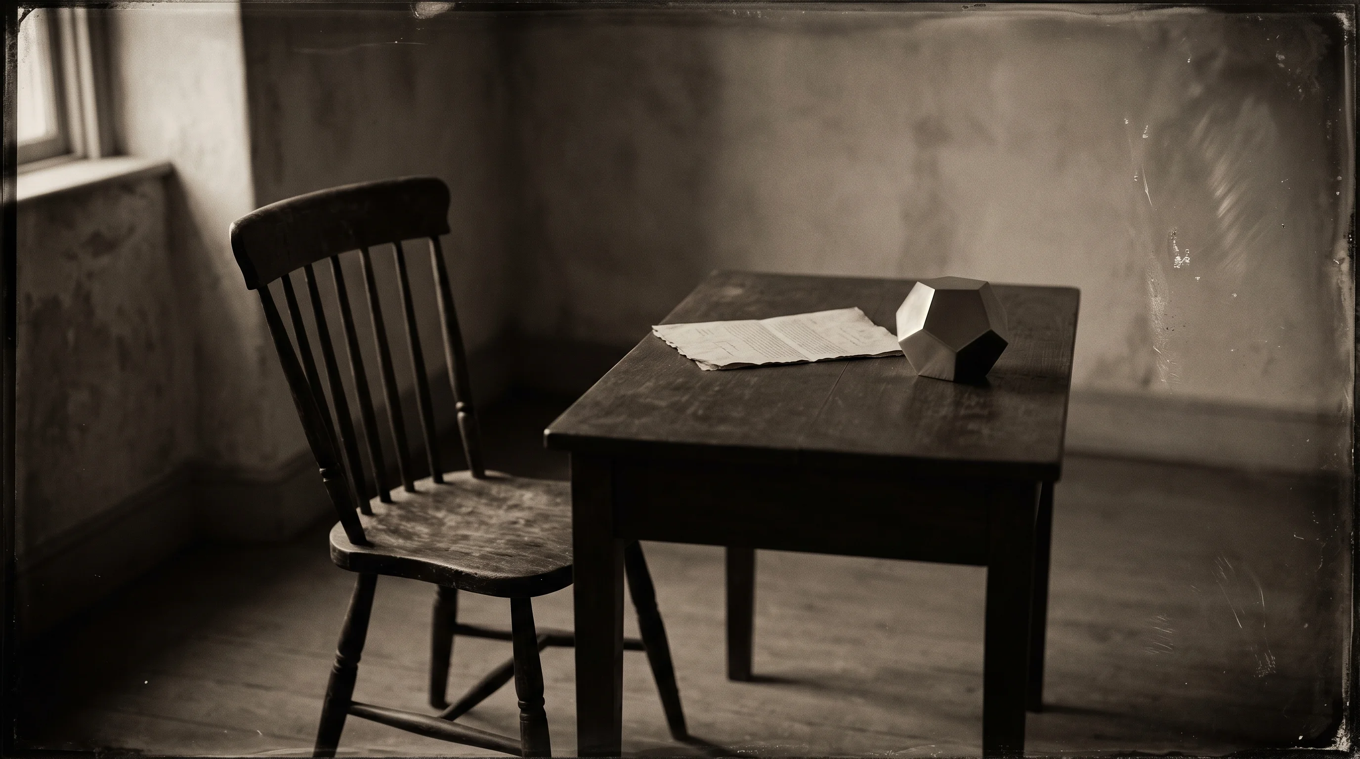 Digital illustration for article section "Content Section 3" in "Click launches research connectors for ChatGPT and Claude" - A minimalist, conceptual composition featuring a solitary, antique wooden chair pulled up to a singl...