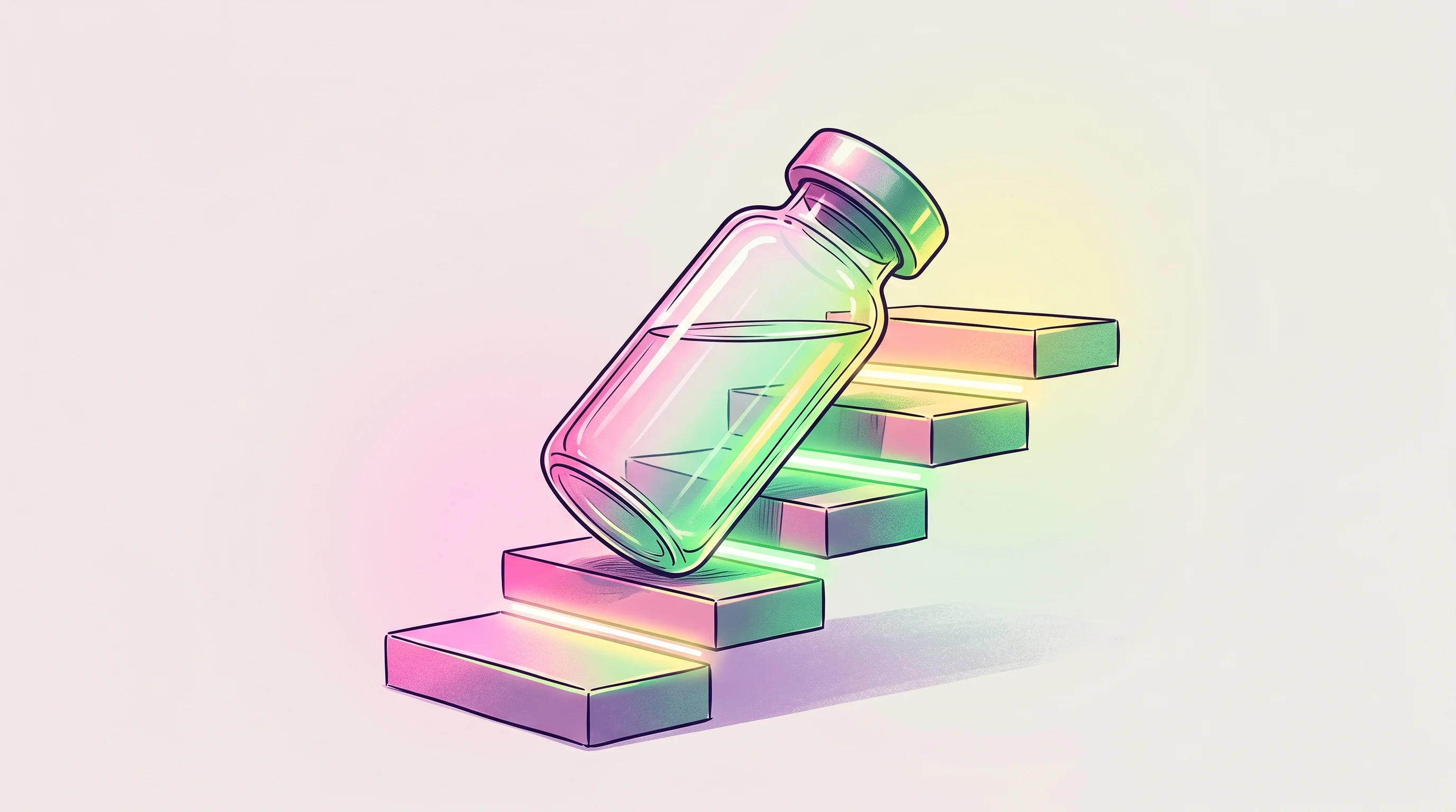 Digital illustration for article section "Next Steps" in "MiMARK Diagnostics raised $4.9M for women's health tests" - A minimalist and conceptual illustration representing the "next steps" of scaling a medical diagnost...