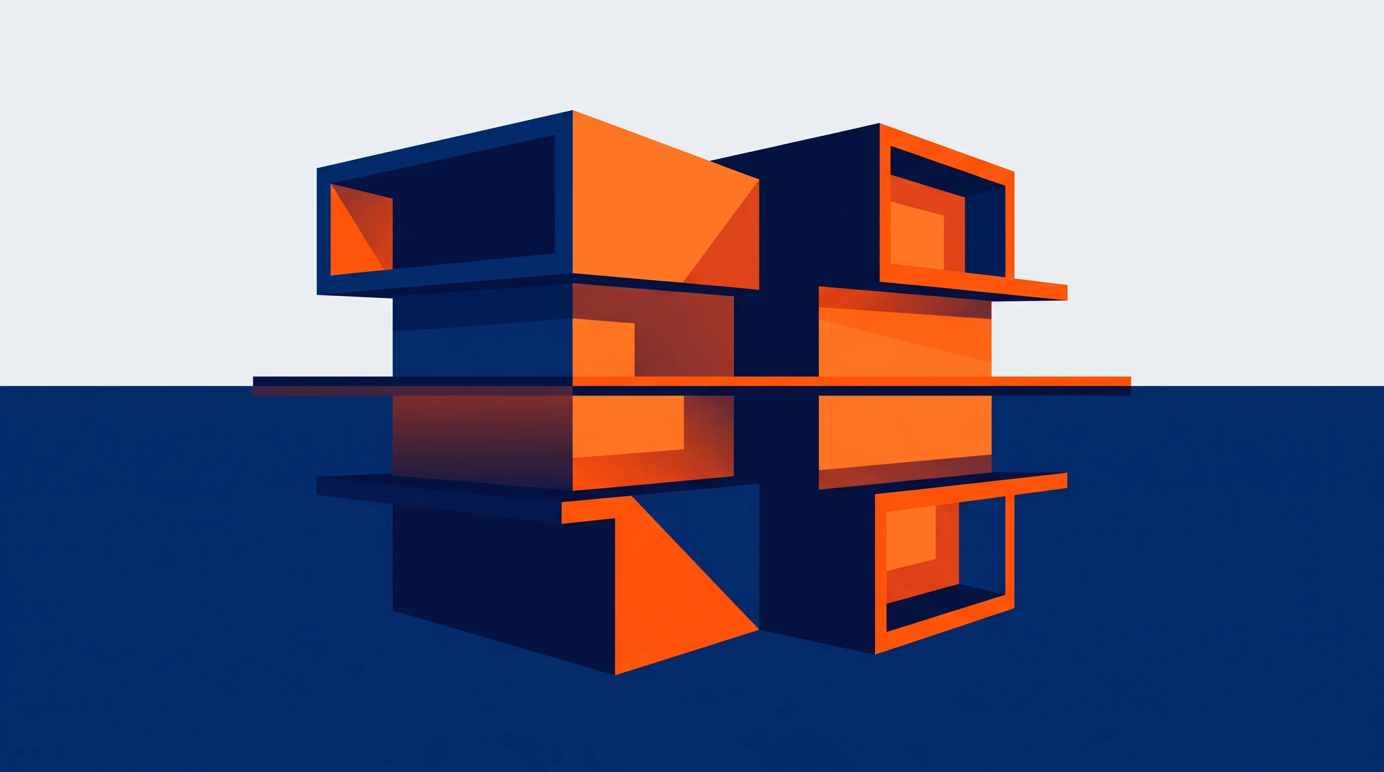 Digital illustration for article section "Content Section 3" in "Digs raises $25.3M to bring AI digital twins to homebuilding" - A conceptual and minimalist architectural illustration representing the generation of a digital twin...