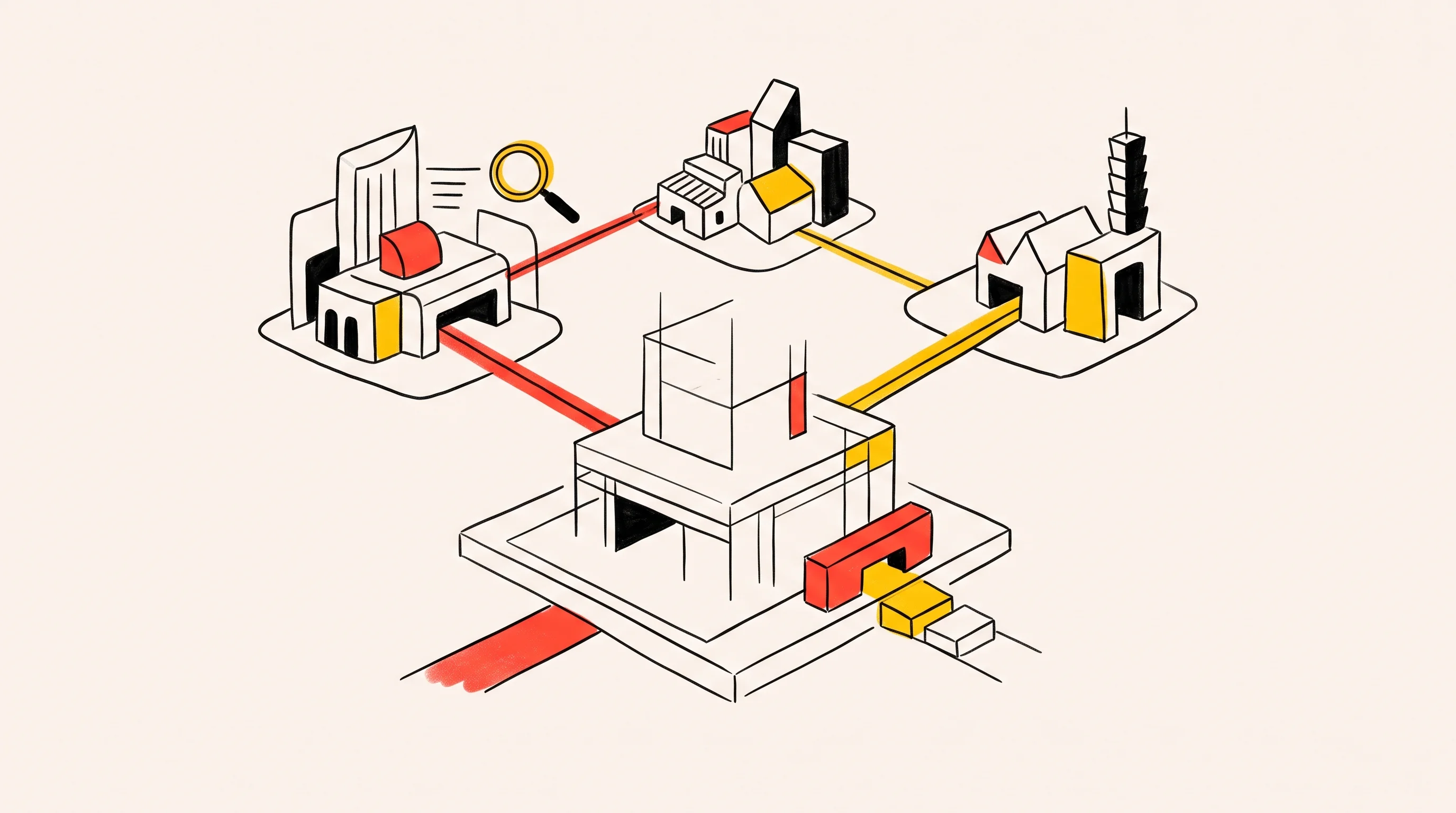 Digital illustration for article section "Content Section 3" in "Agentrys raises $24.5M to build AI agents for chip design" - A minimalist, conceptual illustration representing a global hiring expansion and a new structural fr...