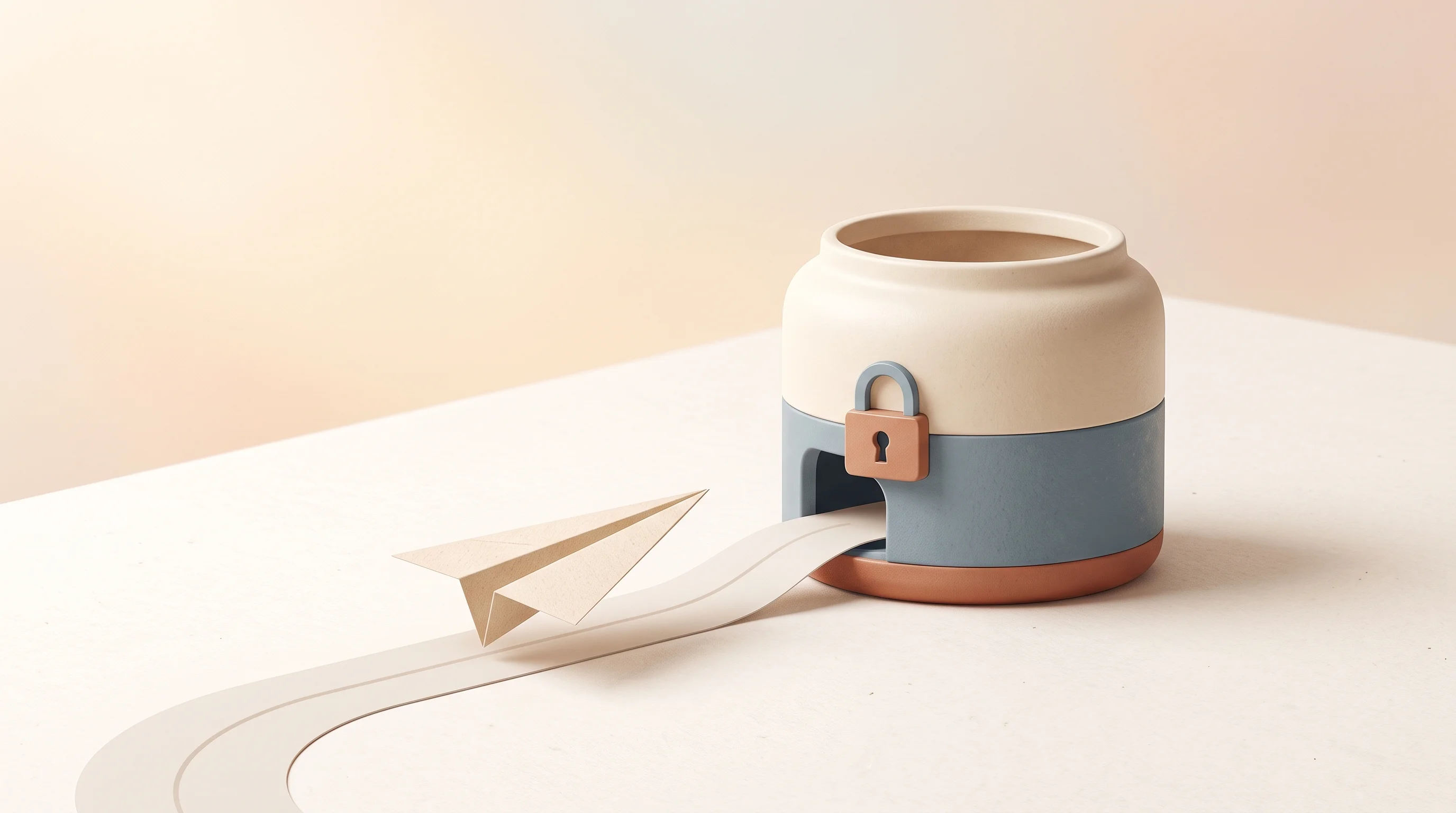 Digital illustration for article section "Under the Hood" in "Egoist Machines launches AI Passport to carry context across AIs" - A conceptual, minimalist illustration of an isolated, secure data store represented by a beautifully...