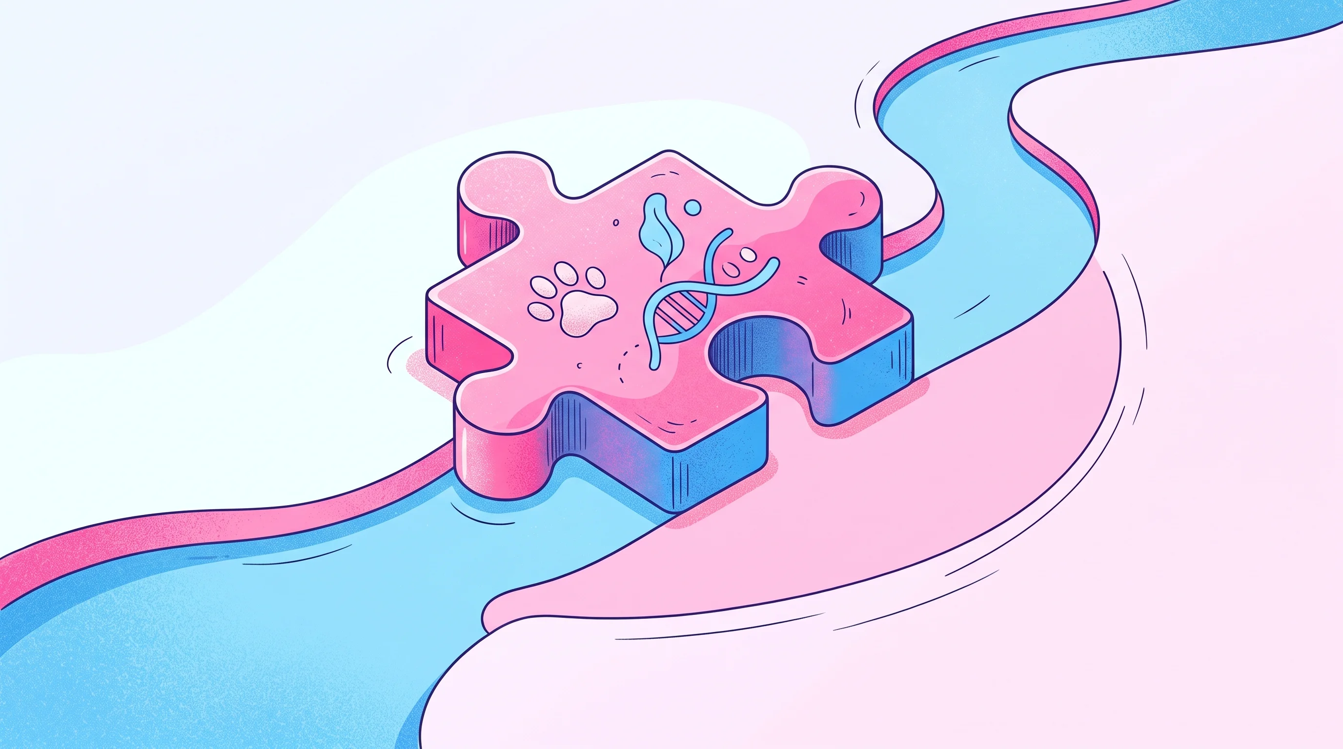 Digital illustration for article section "Content Section 3" in "Gamgee raises $4M to scale AI-powered cancer vaccines for dogs" - A minimal, conceptual illustration representing a complex regulatory puzzle for veterinary biologics...