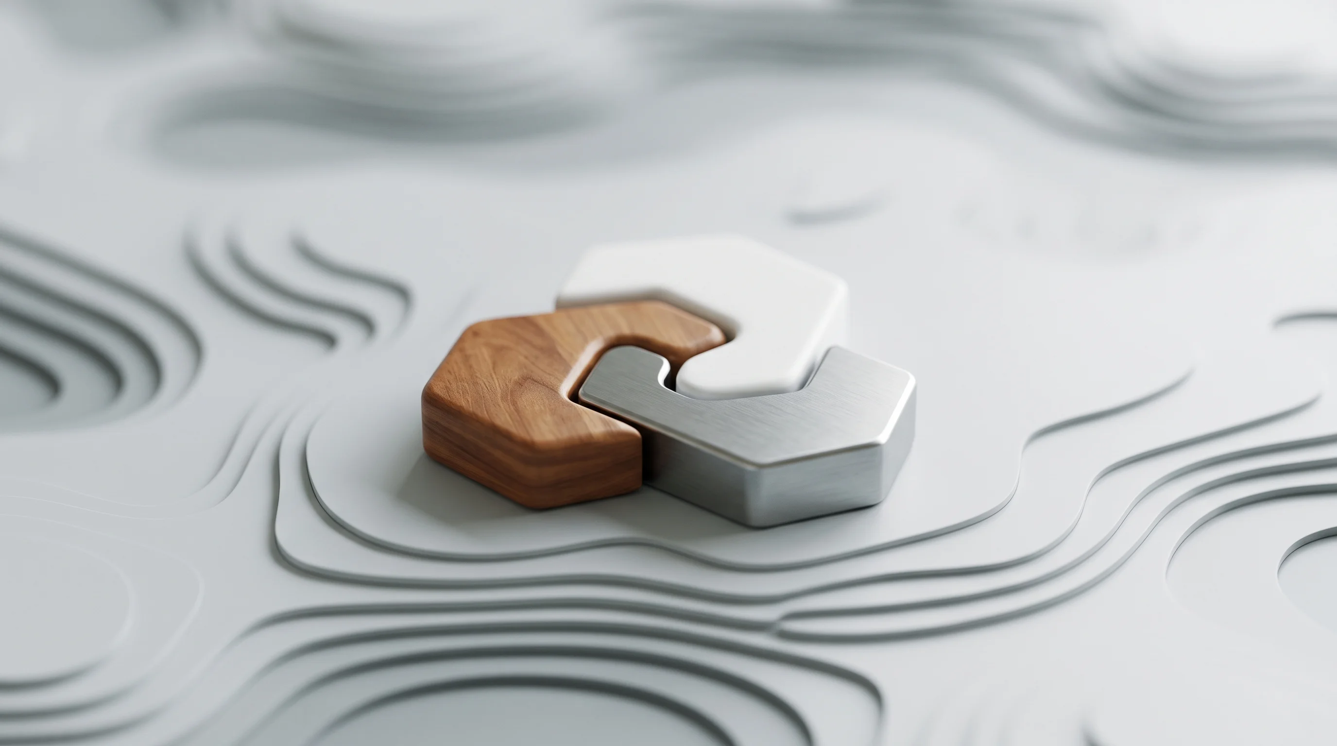 Digital illustration for article section "The team and competitive landscape" in "Inkbox launches identity layer for AI agents" - A conceptual macro photograph representing a specialized, highly educated startup team navigating a ...