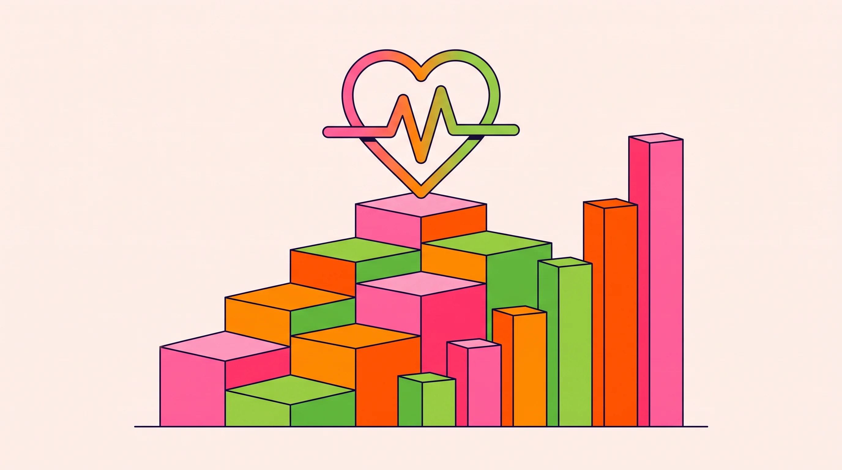 Digital illustration for article section "Content Section 3" in "Bevel raises $10M Series A for AI-powered health coaching" - A conceptual, minimal illustration representing a crowded and competitive consumer healthtech market...