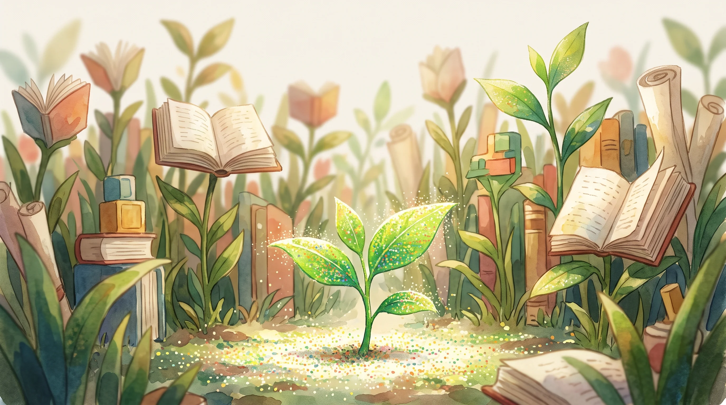 Digital illustration for article section "A Crowded Field" in "Bloomy launches AI tutor for K-12 with mastery-based learning" - A conceptual and professional image representing a new entry into a crowded educational market, feat...