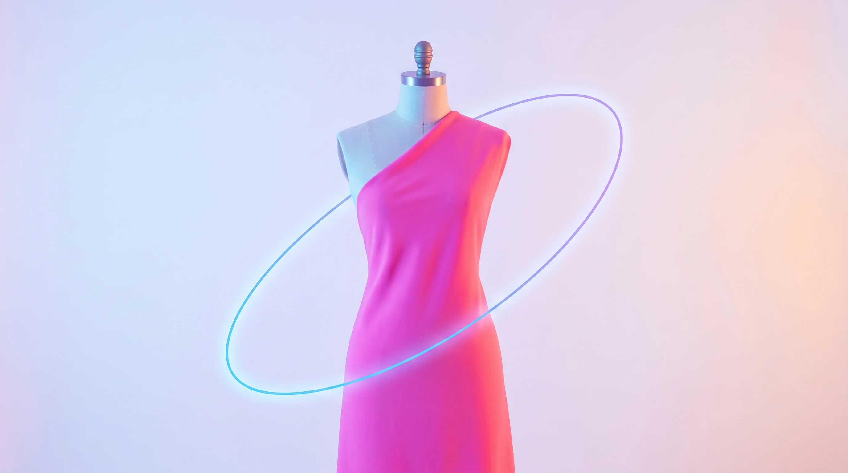 Digital illustration for article section "Content Section 3" in "Atorie raises $9.5M to sell luxury fashion direct from factories" - A sleek, minimalist fashion mannequin torso elegantly draped with a single, perfectly tailored piece...