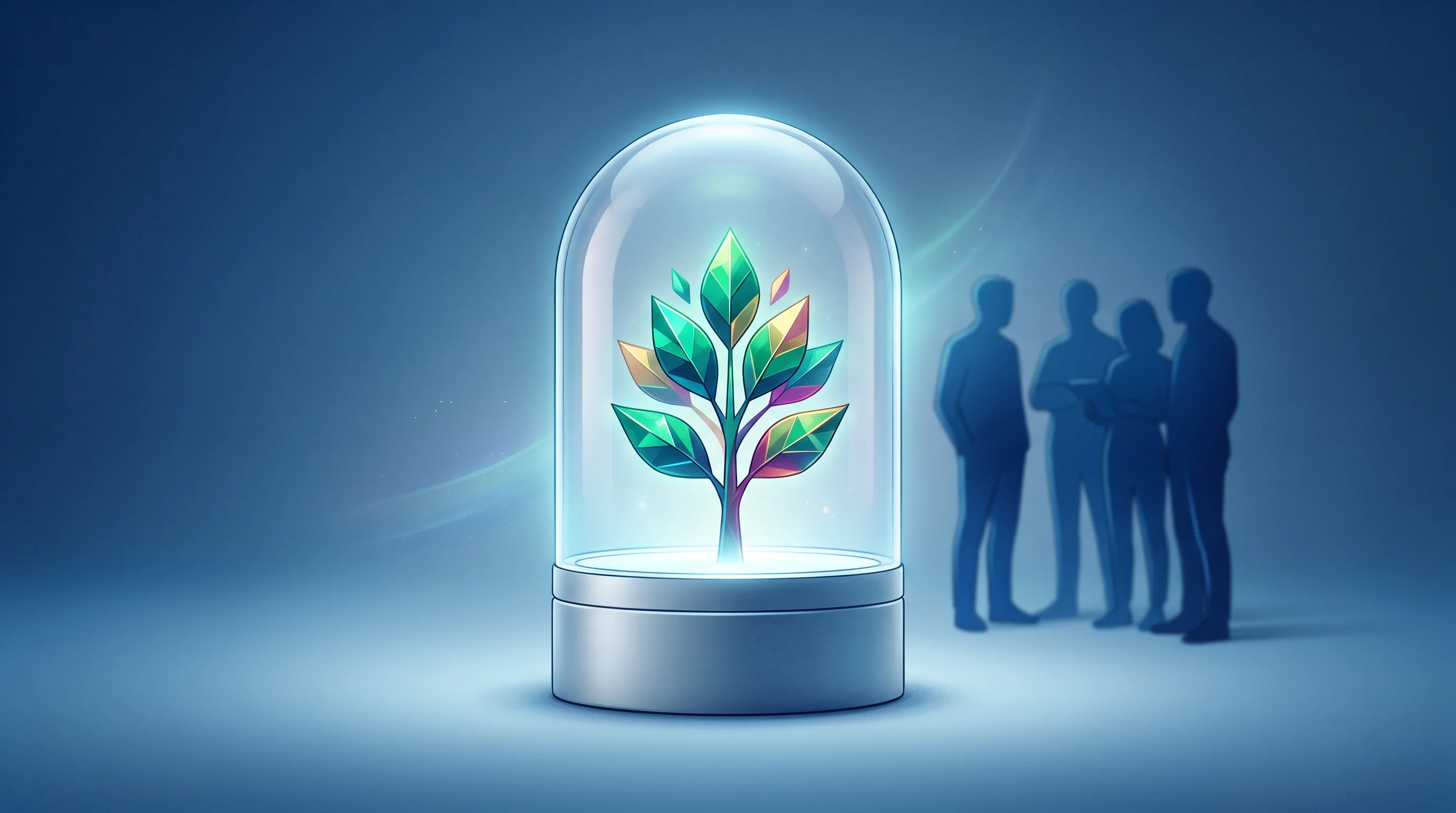 Digital illustration for article section "Content Section 4" in "Levocred launches AI agents processing $1Bn in credit ops" - A clean, minimalist conceptual image featuring a sleek, modern glowing incubator pod that holds a sm...