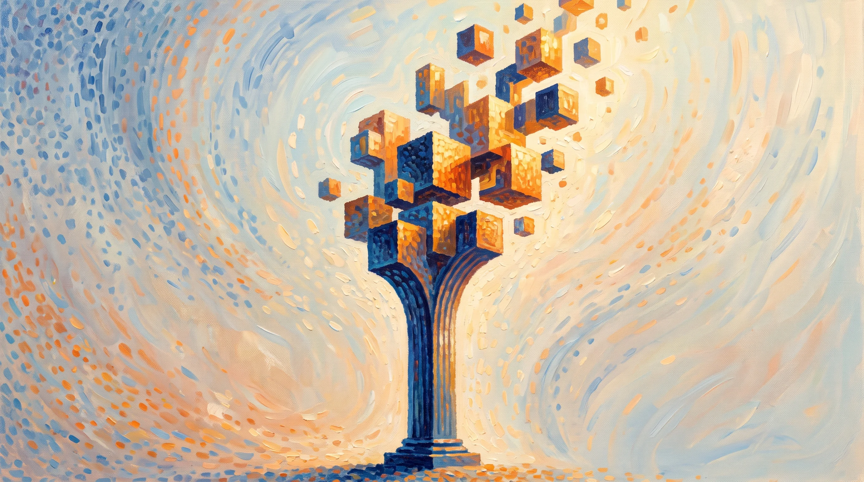 Digital illustration for article section "Content Section 4" in "Metriport raises $26M to unify real-time medical records" - A minimalist and conceptual representation of scaling infrastructure and artificial intelligence exp...