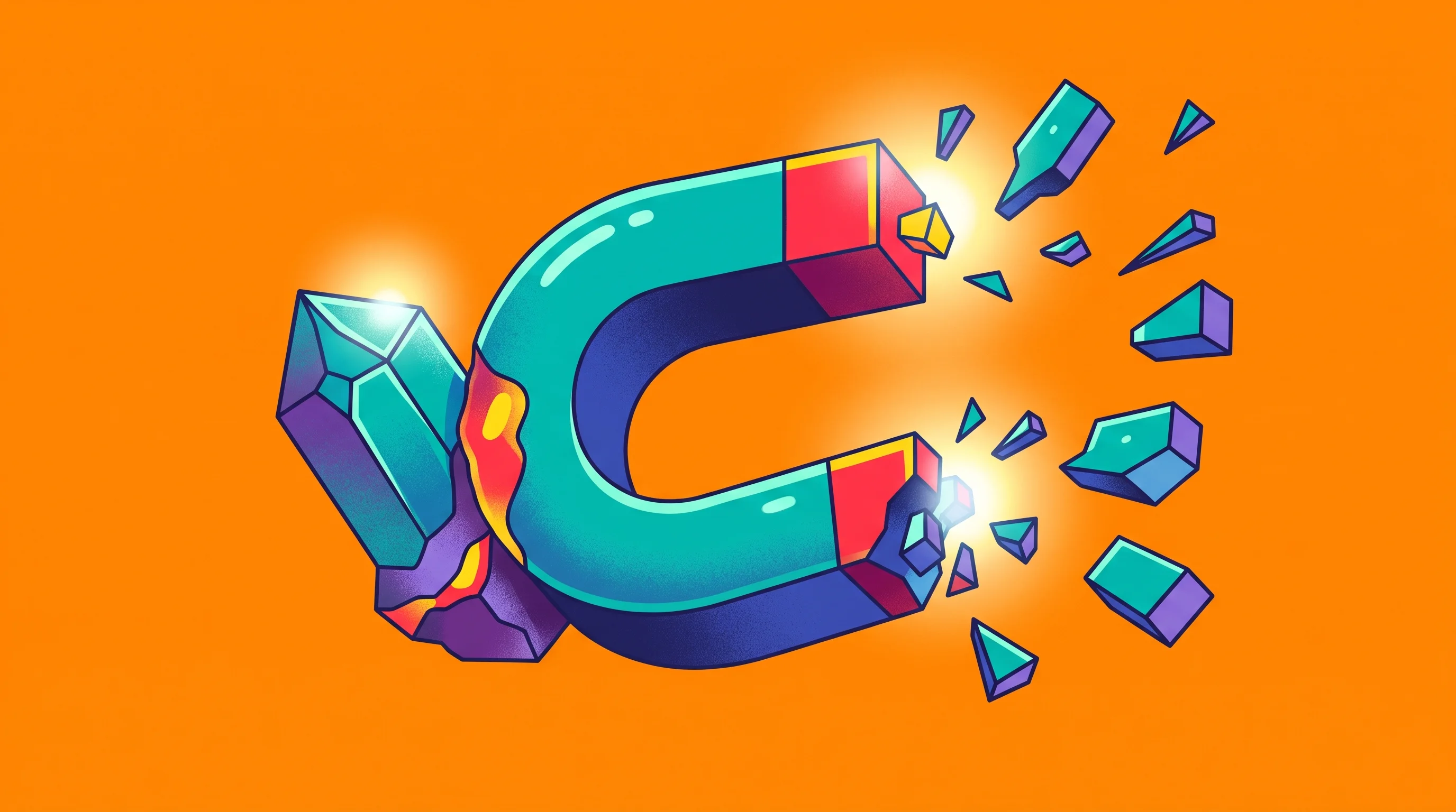 Digital illustration for article section "Content Section 2" in "Maglut raises $3.1M to rebuild US rare earth supply chain" - A conceptual, modern illustration representing a fragmented competitive landscape in rare earth mini...