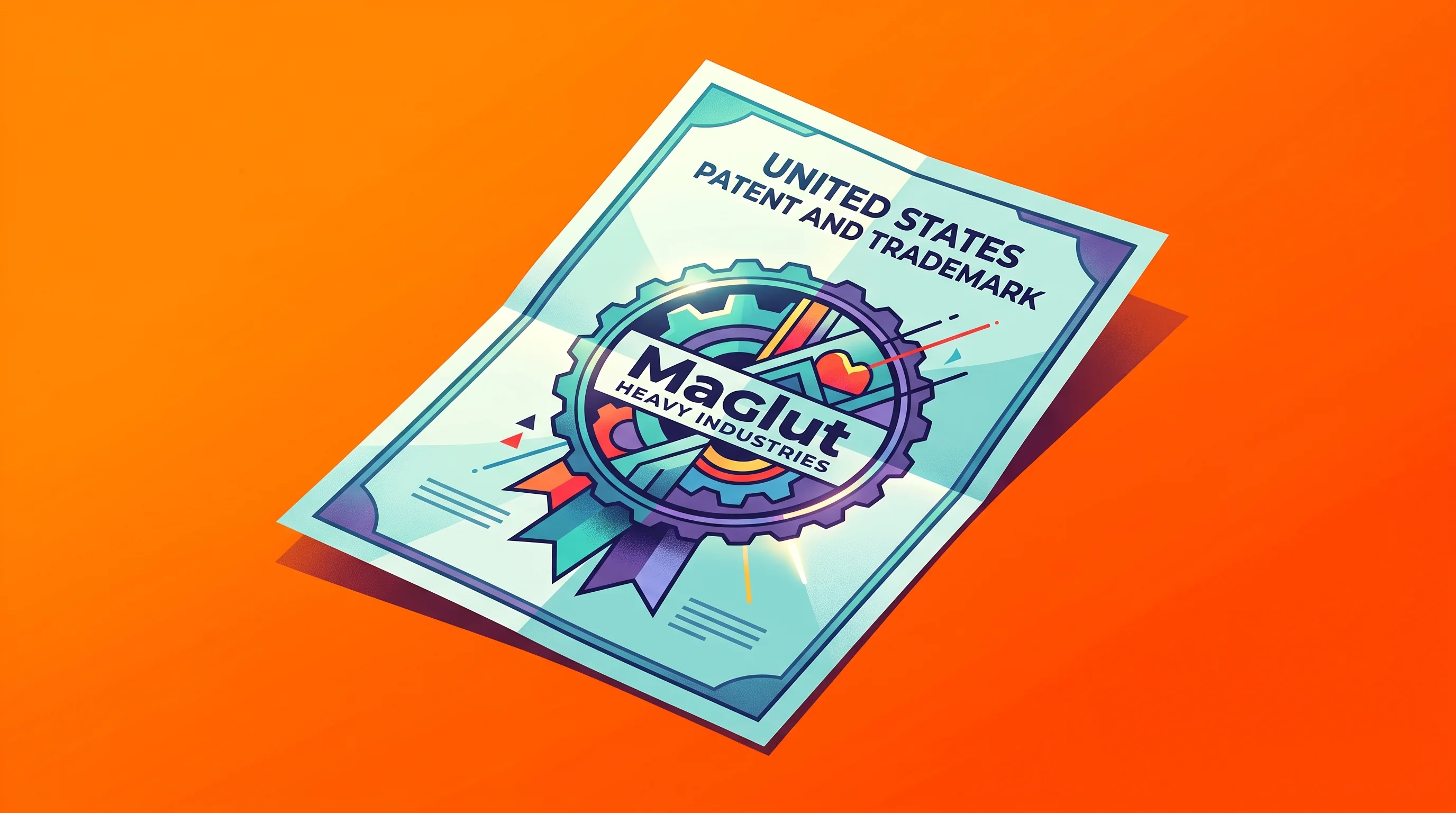 Digital illustration for article section "Content Section 3" in "Maglut raises $3.1M to rebuild US rare earth supply chain" - A modern, stylized representation of an official U.S. Patent and Trademark document resting on a min...