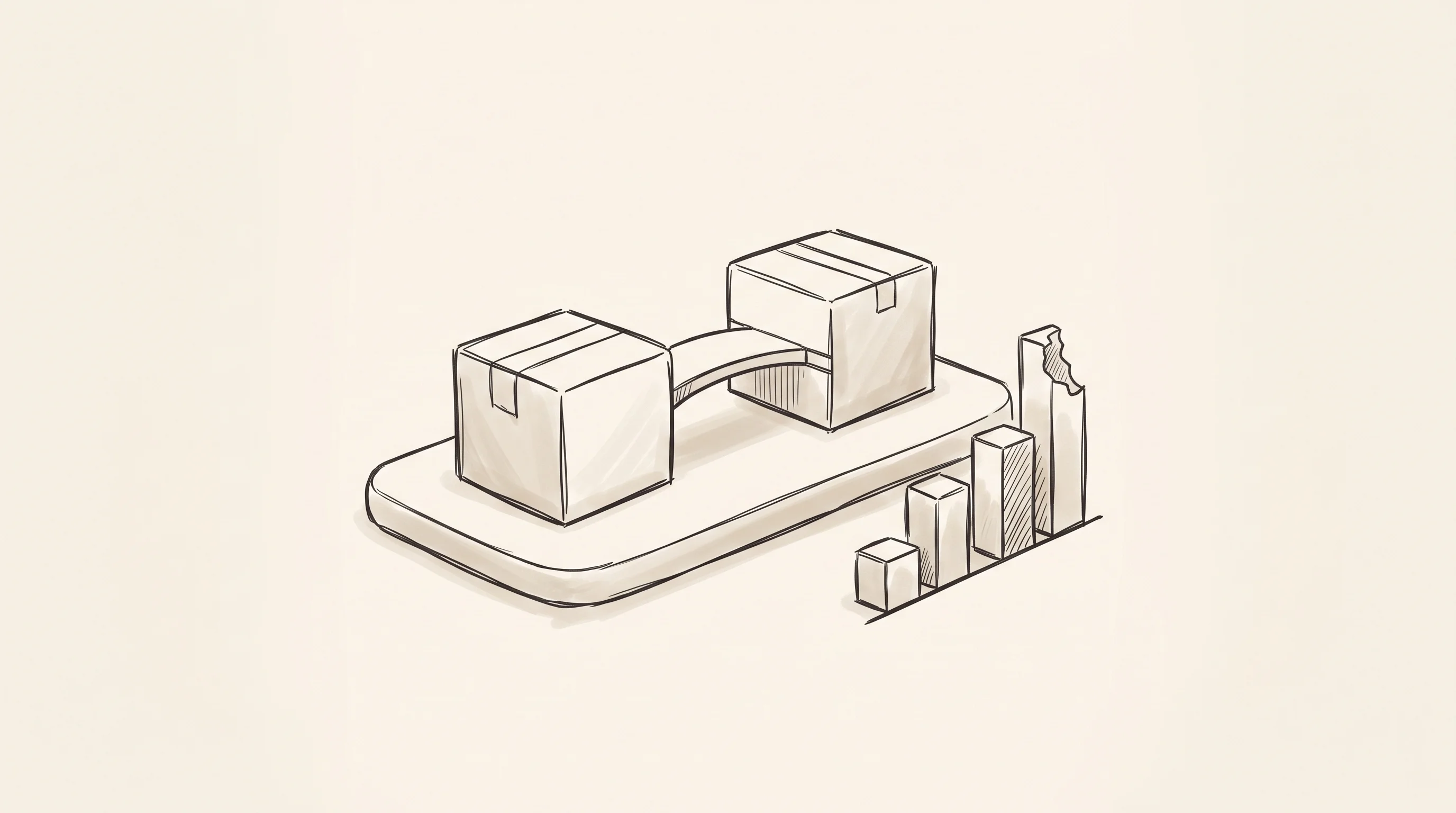 Digital illustration for article section "Content Section 5" in "eComID raises $17M to build Shopping Passport for fashion" - A minimalist, conceptual hand-drawn illustration featuring a single central focus: a smooth, shared ...