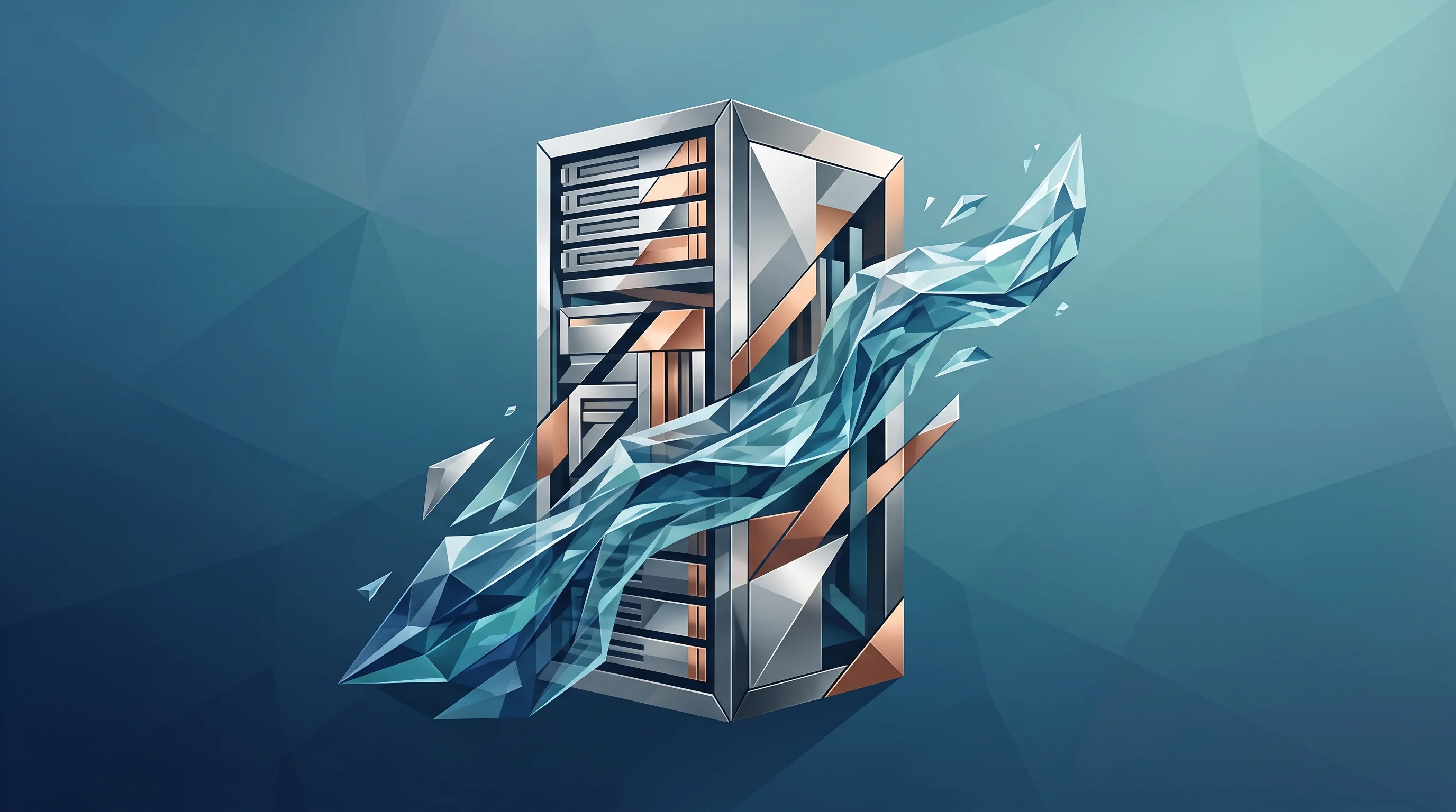 Digital illustration for article section "The Case for Seawater" in "Atomarine plans floating nuclear data centers at sea" - A sleek, modern server rack seamlessly integrated with a dynamic, crystal-clear surge of flowing wat...