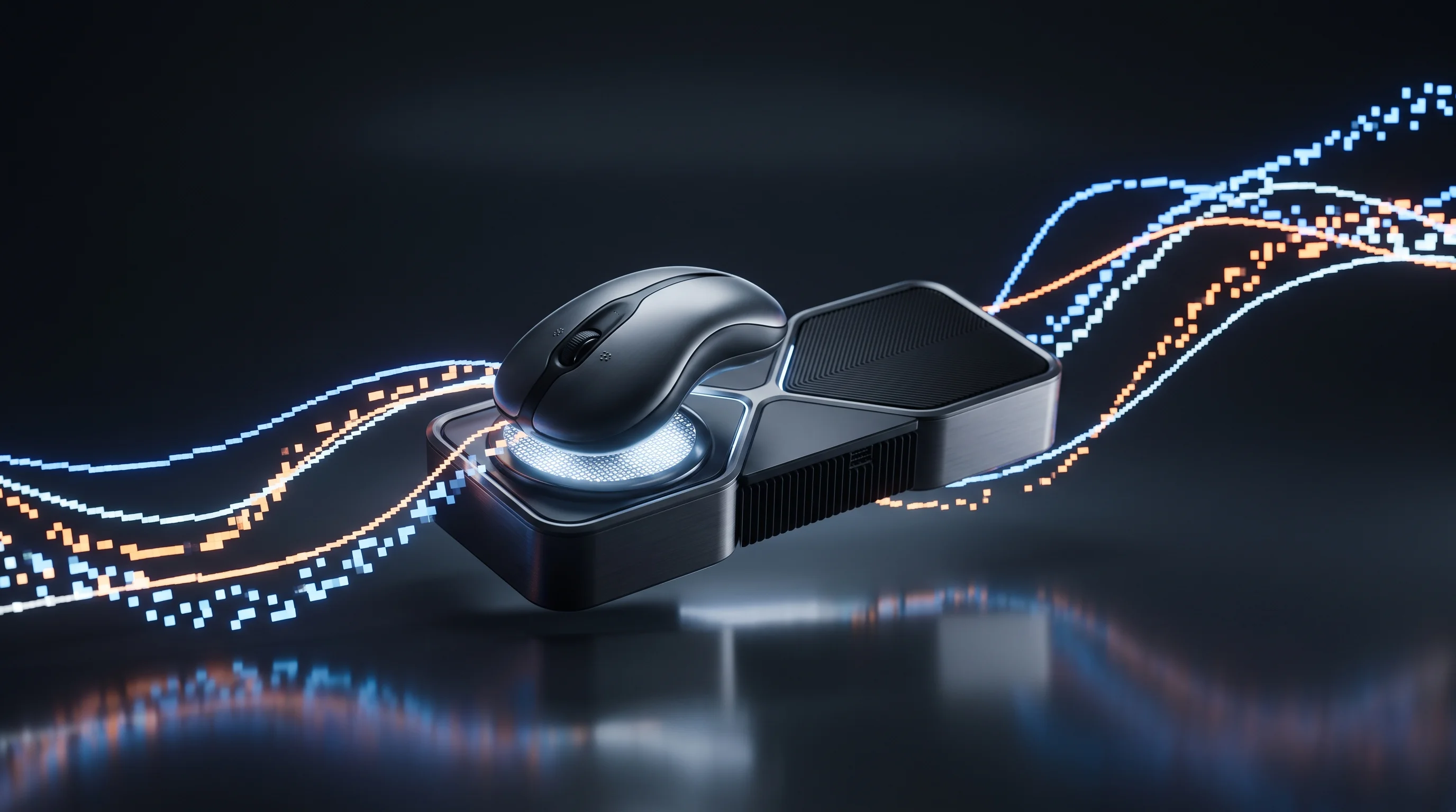 Digital illustration for article section "The Founders" in "Atlia launches AI property manager at 10% fee" - A minimalist, conceptual representation of a sleek, modern brain-computer interface merged with an e...