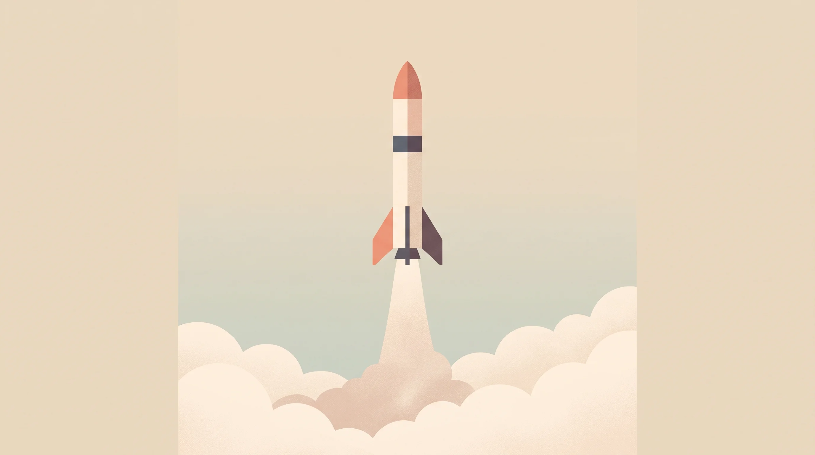 Digital illustration for article section "Scaling Challenges" in "Letara raises $16M to expand hybrid rockets beyond satellites" - A sleek, minimalist conceptual illustration of a hybrid sounding rocket ascending smoothly through a...