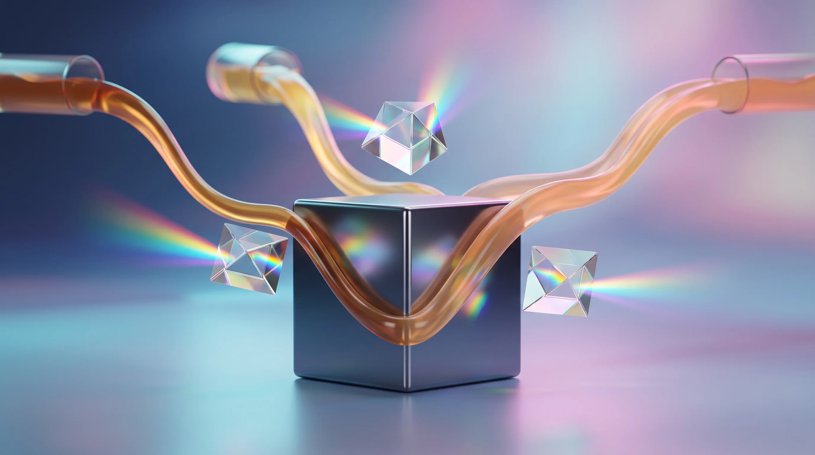 Digital illustration for article section "Converging Pressures" in "Rasyn launches AI workspace for chemical formulation" - A minimalist and conceptual visualization of three converging forces reshaping formulation workflows...