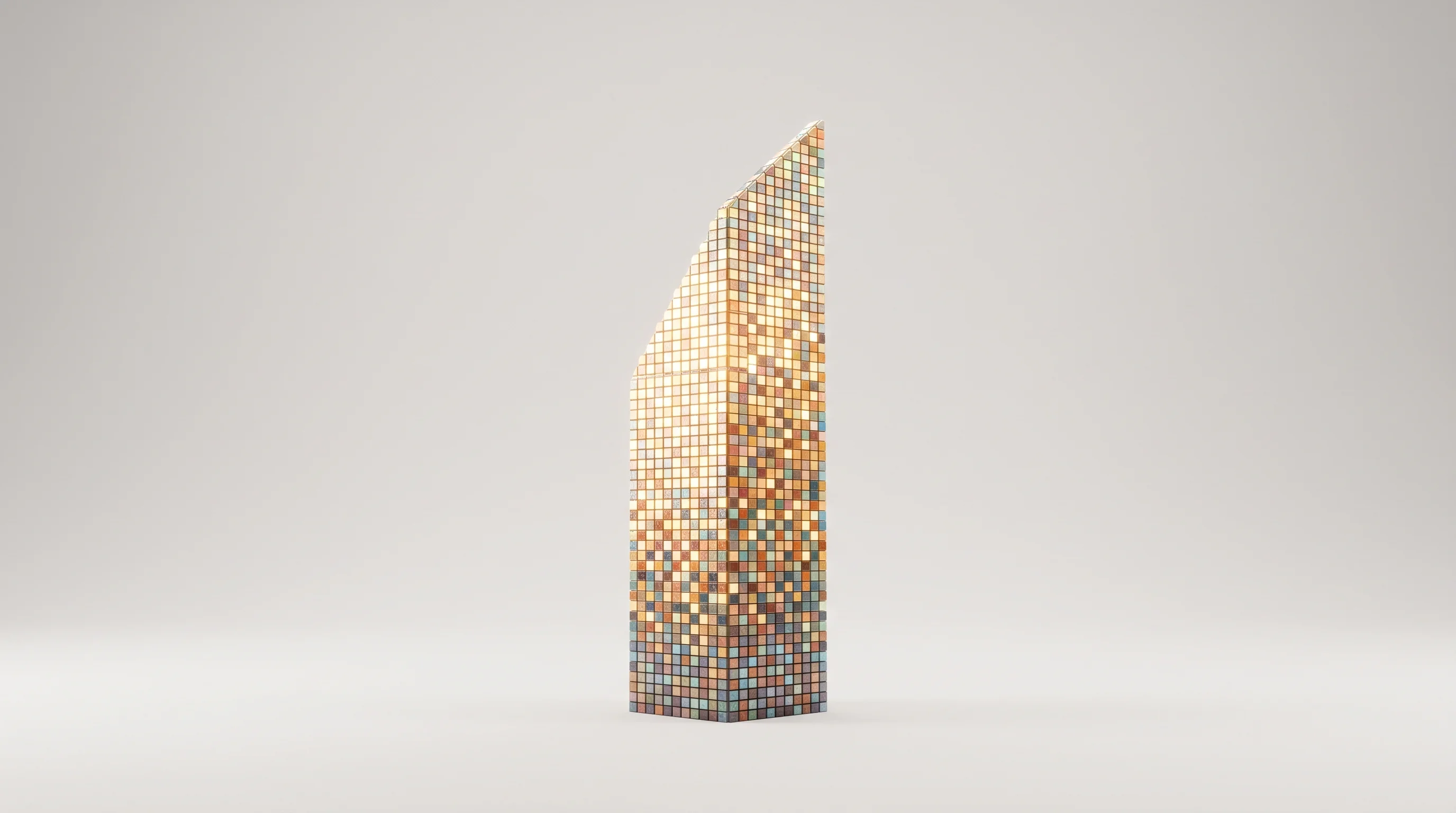 Digital illustration for article section "Scaling Without Fresh Capital" in "Leena AI scales agentic workforce platform to 300+ enterprises" - A minimalist, conceptual 3D hyper-realistic rendering of a sleek, ascending geometric pillar represe...