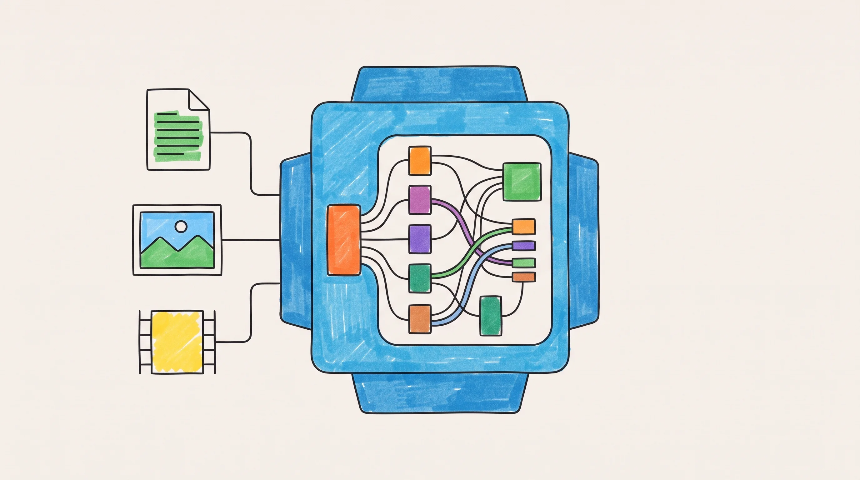 Digital illustration for article section "Architecture and the Economics of Flash Models" in "Zhipu AI releases 320B Ox Alpha model after topping leaderboard" - A conceptual and minimalist illustration representing the architecture of a natively multimodal AI m...