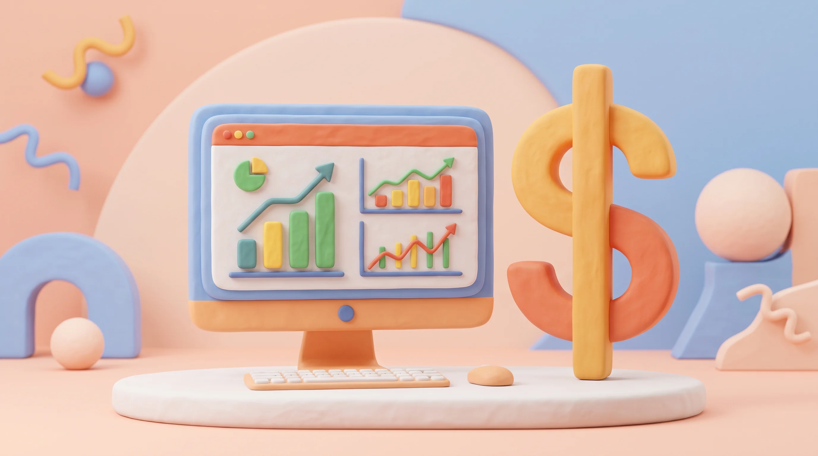 Digital illustration for article section "Taking Aim at a $30,000-Per-Seat Giant" in "Multiplier raises $6M to build AI platform for asset managers" - A conceptual, minimalist composition featuring a sleek, modern computer monitor displaying a clean, ...