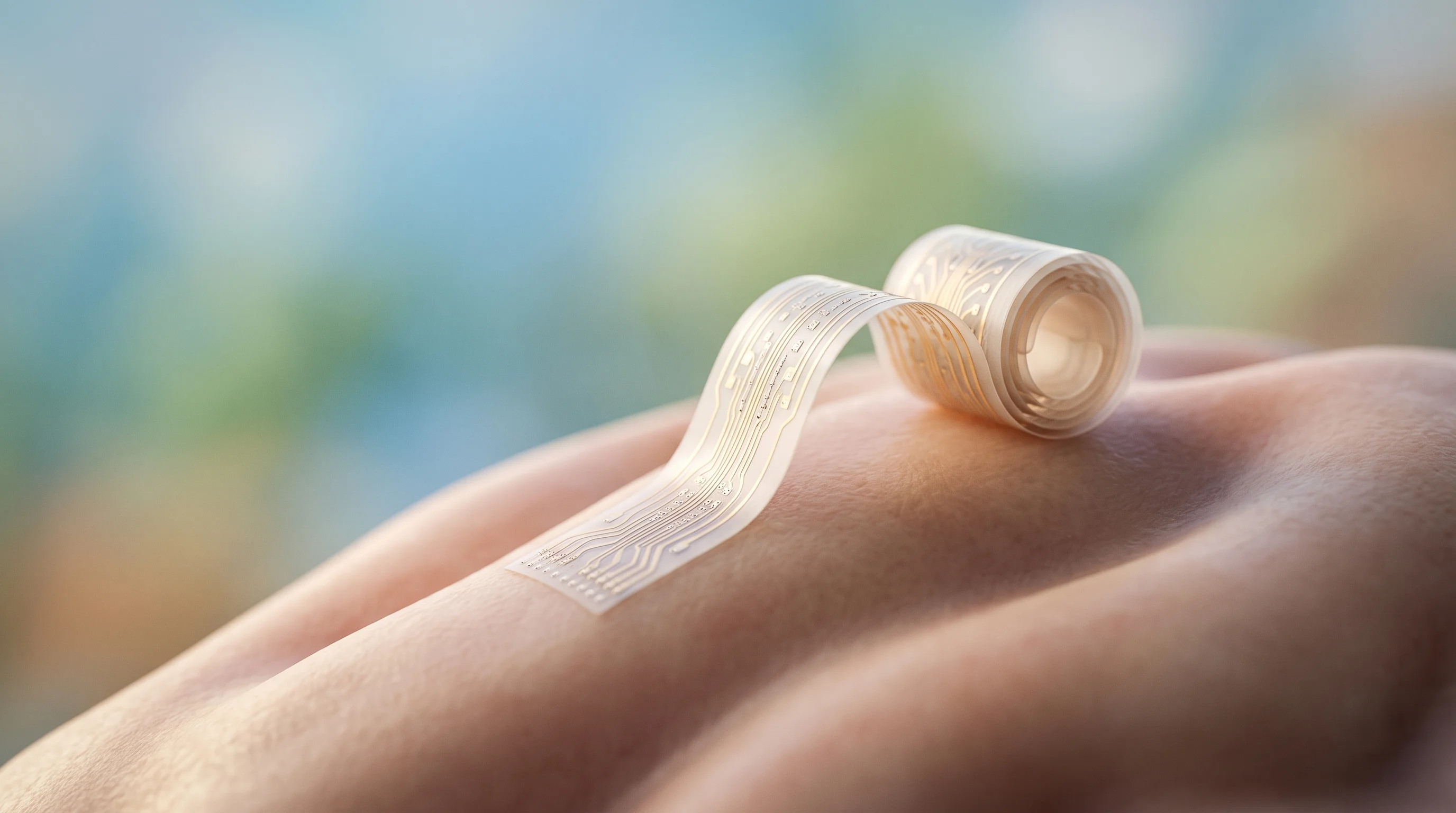 Digital illustration for article section "Content Section 2" in "Fluent raises $2M for minimally invasive speech BCI" - A conceptual and modern close-up of a delicate, flexible medical electrode array elegantly unrolling...
