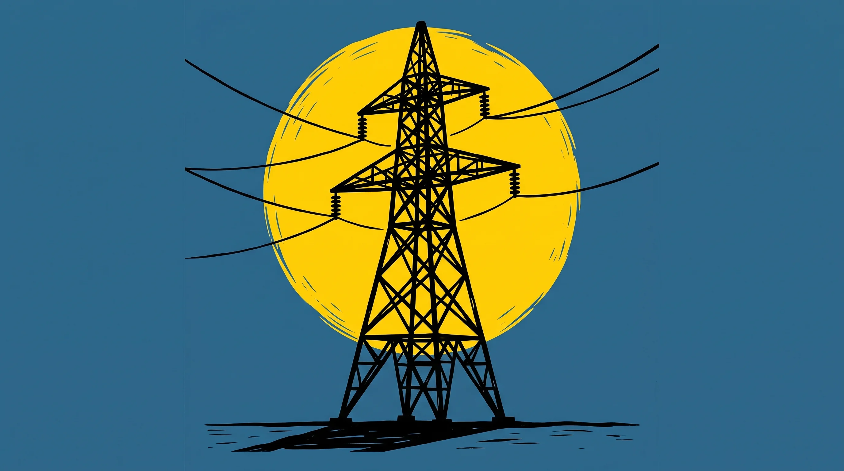 Digital illustration for article section "Content Section 4" in "Gridsight raises $26M to modernize electrical grids with AI" - A minimalist and conceptual illustration of a solitary, towering electrical transmission structure s...