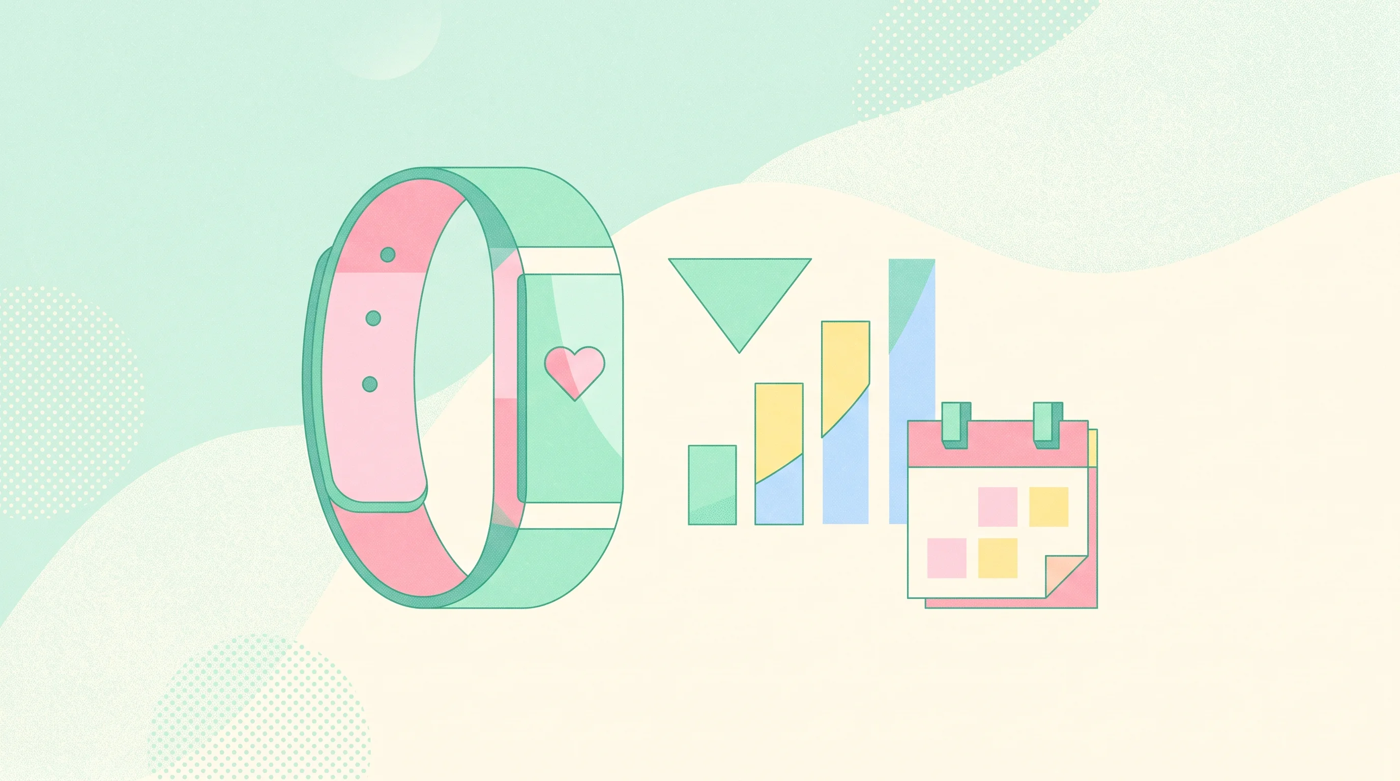 Digital illustration for article section "Content Section 5" in "Luffu launches $250 health wearable for family caregiving" - A sleek, minimalist fitness tracker displaying a simple heart icon, positioned elegantly next to abs...