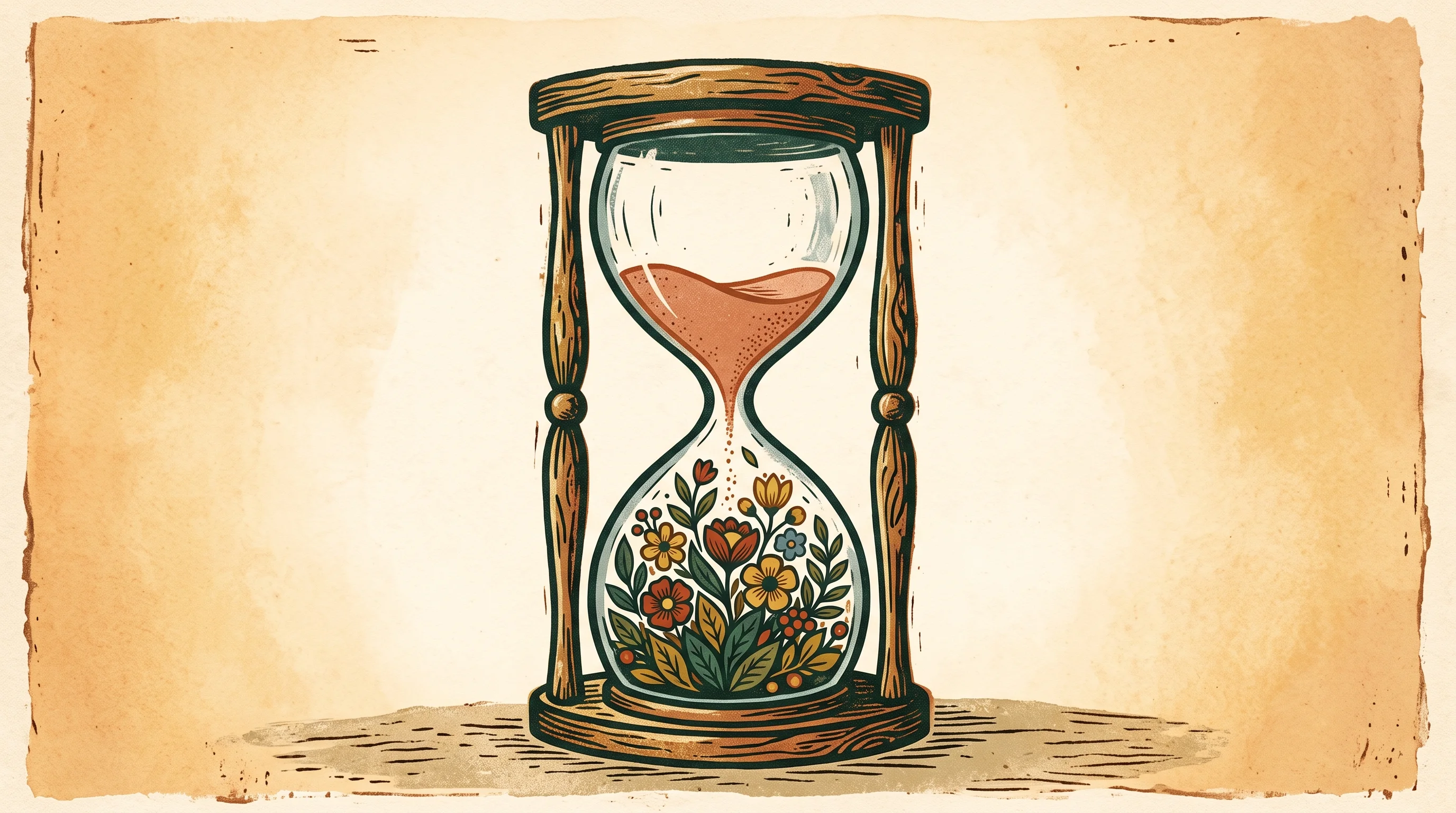 Digital illustration for article section "Content Section 4" in "NewDays raises $16M to deliver AI dementia treatment" - A conceptual and minimal illustration featuring a single, stylized hourglass resting against a soft,...