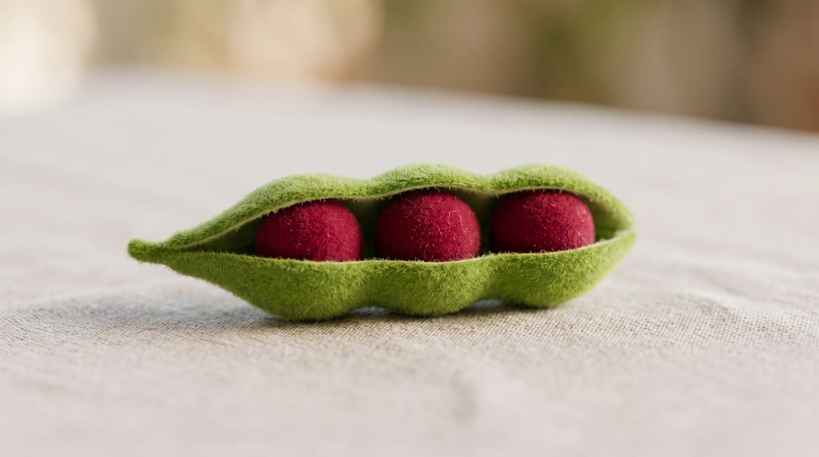 Digital illustration for article section "Content Section 4" in "Paleo raises $2.3M to brew animal-free heme for plant meat" - A macro photography close-up of a single, vibrant green soybean pod resting on a soft, uncluttered s...