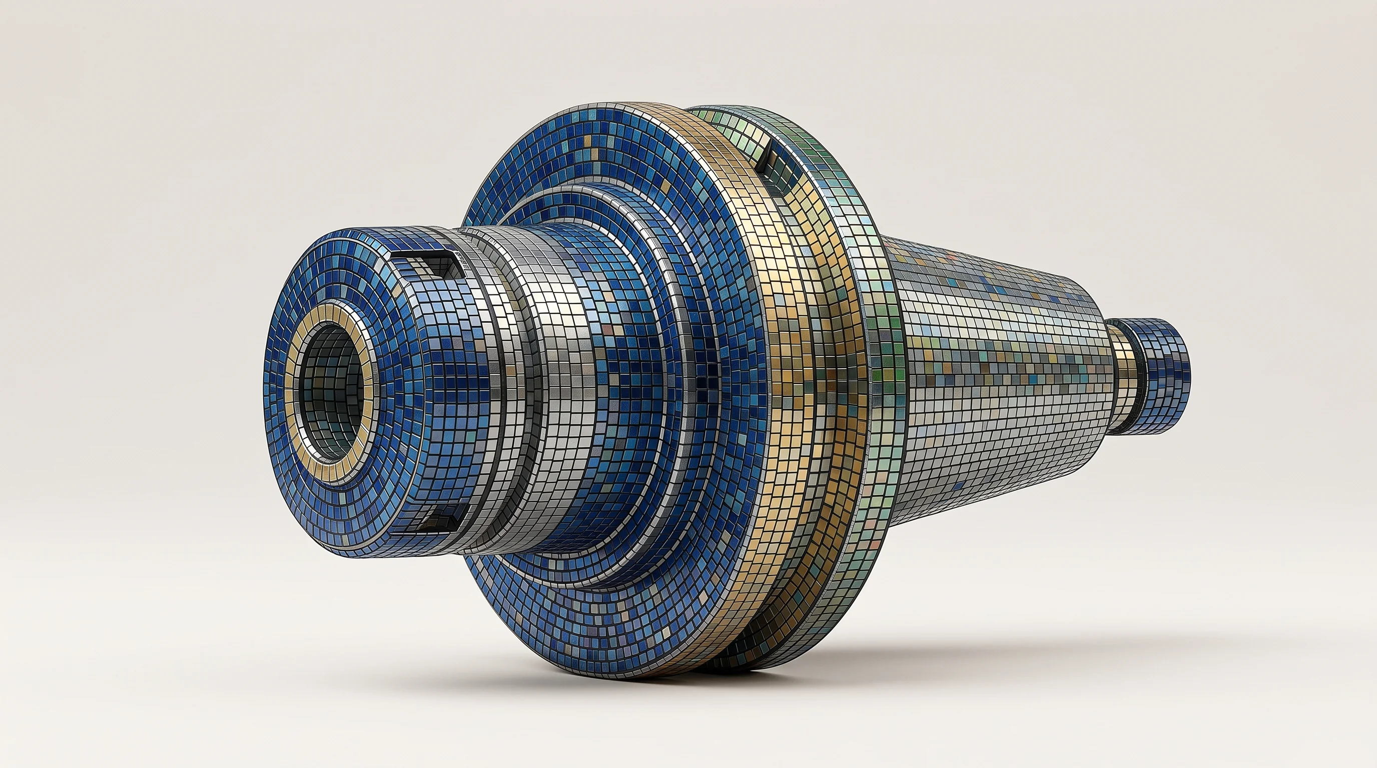 Digital illustration for article section "Content Section 2" in "Atira raises $17.5M to automate industrial sales with AI" - A sleek, modern precision industrial machine tool component stands as a solitary, elegant focal poin...