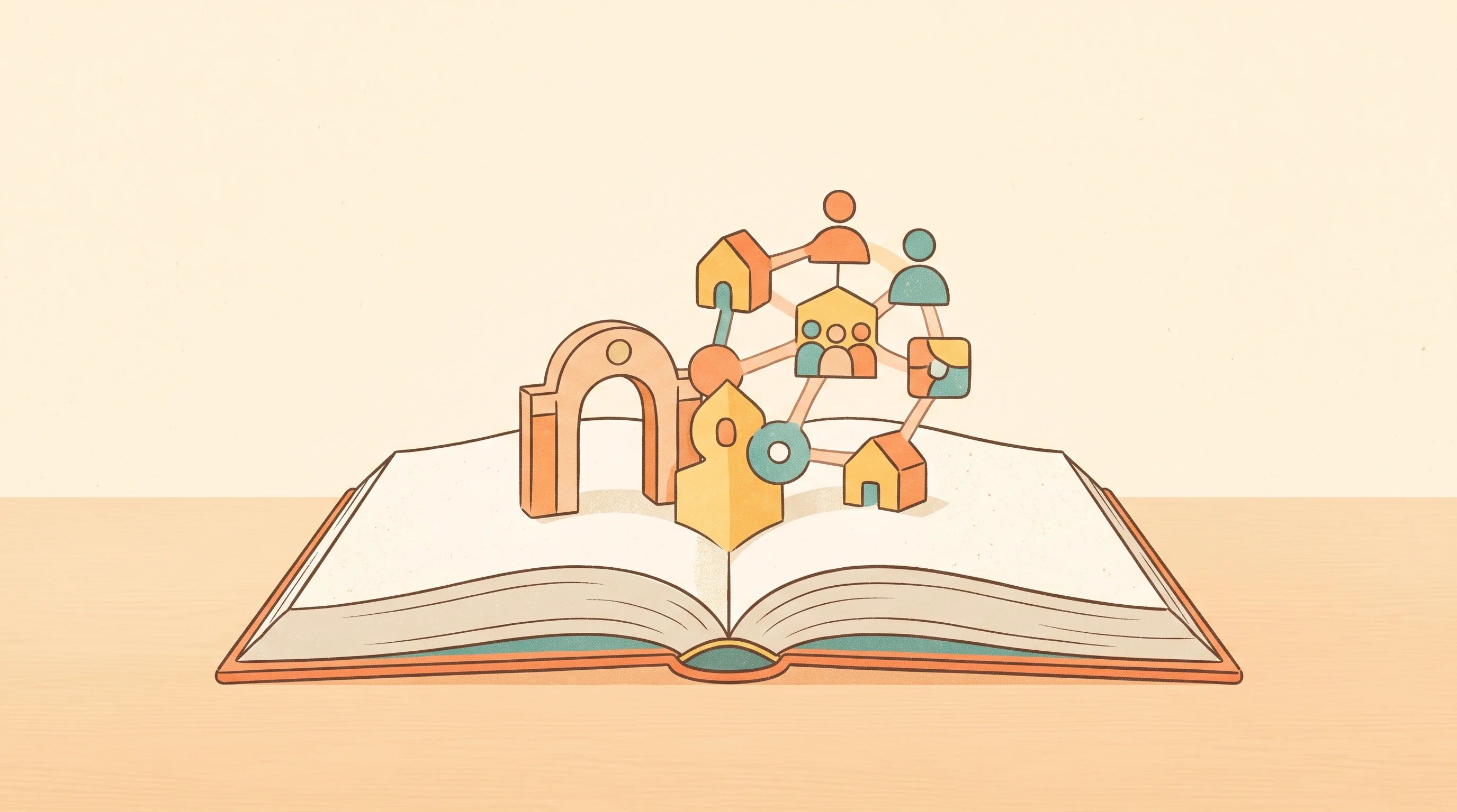 Digital illustration for article section "Content Section 2" in "Hazen.ai raises $8M to scale AI traffic safety cameras" - A cozy, hand-drawn indie illustration of an open academic book resting on a clean, uncluttered desk,...