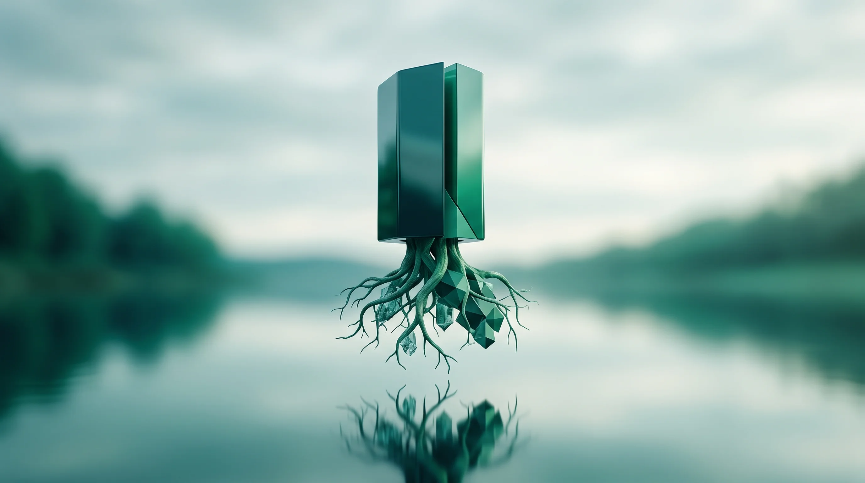Digital illustration for article section "Unit 8200 Roots" in "Huskeys raises $27M to secure AI agents at network edge" - A minimalist, surreal conceptual artwork representing the foundational roots of cybersecurity and ar...