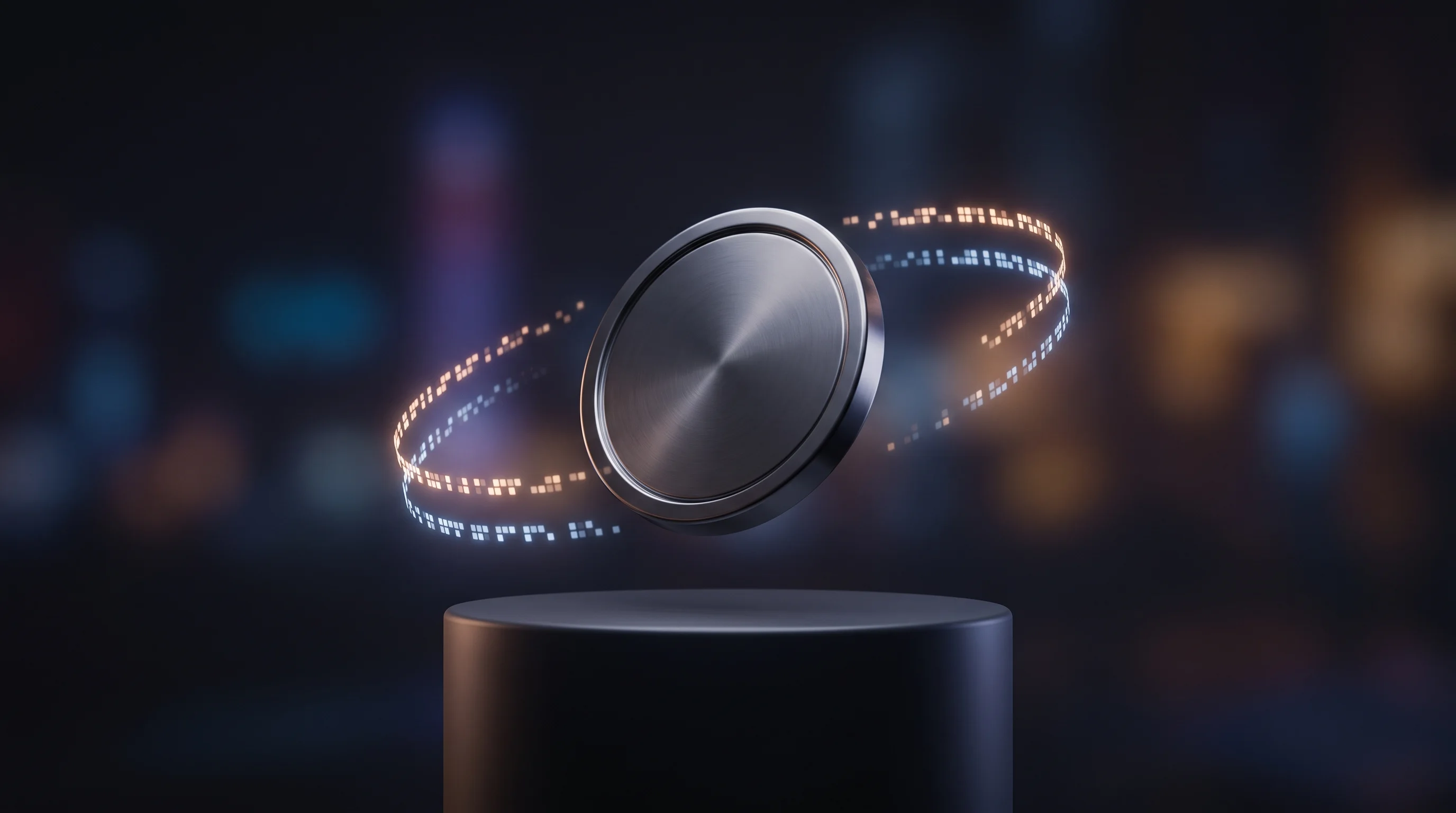 Digital illustration for article section "Content Section 4" in "Vangrid raises $9M to turn phones into AI mapping network" - A clean, minimalist composition featuring a sleek, unbranded metallic digital token hovering gracefu...