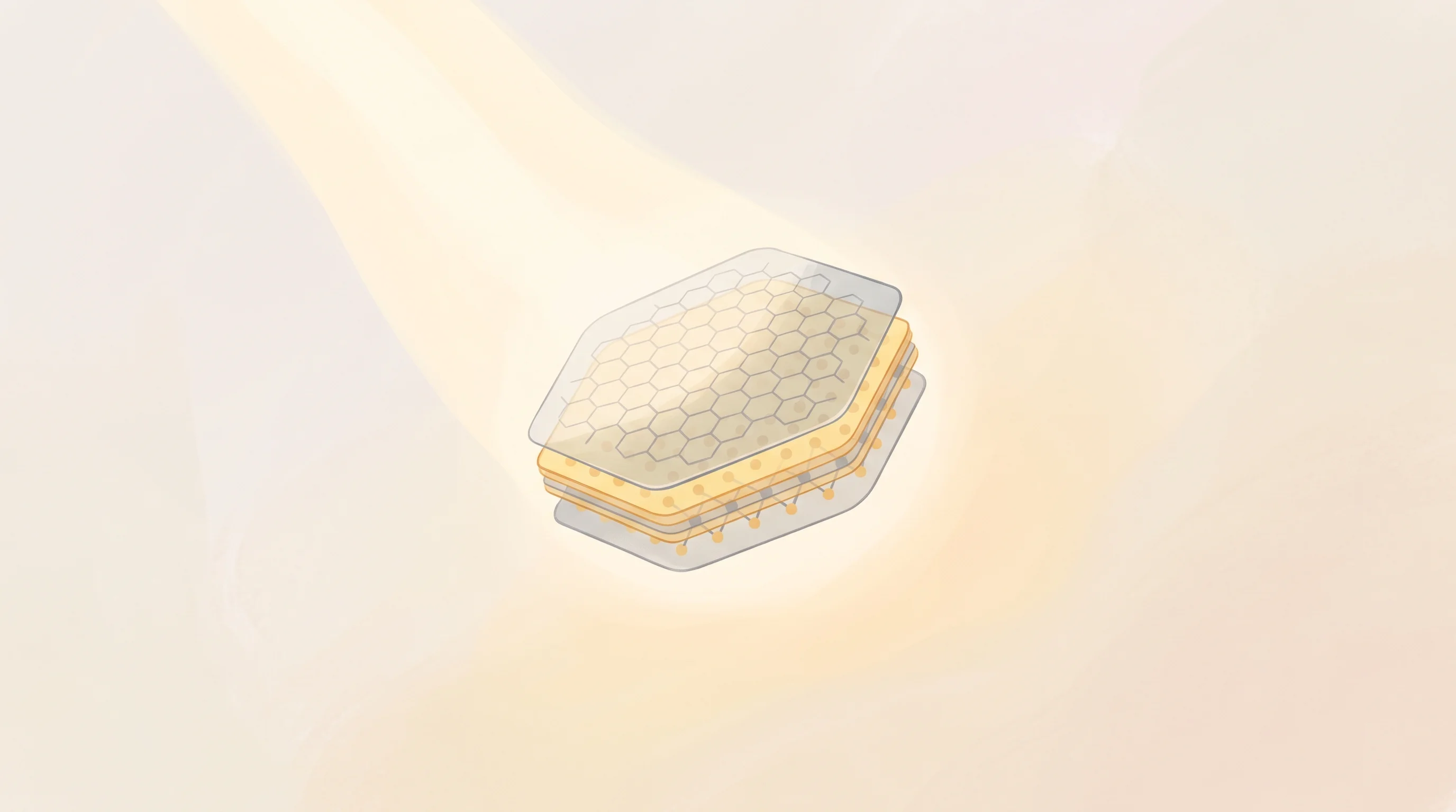 Digital illustration for article section "The Physics of In-Pixel Intelligence" in "Synapse Semiconductor puts neural networks inside pixels" - A clean, minimal, and abstract representation of in-pixel intelligence and two-dimensional materials...
