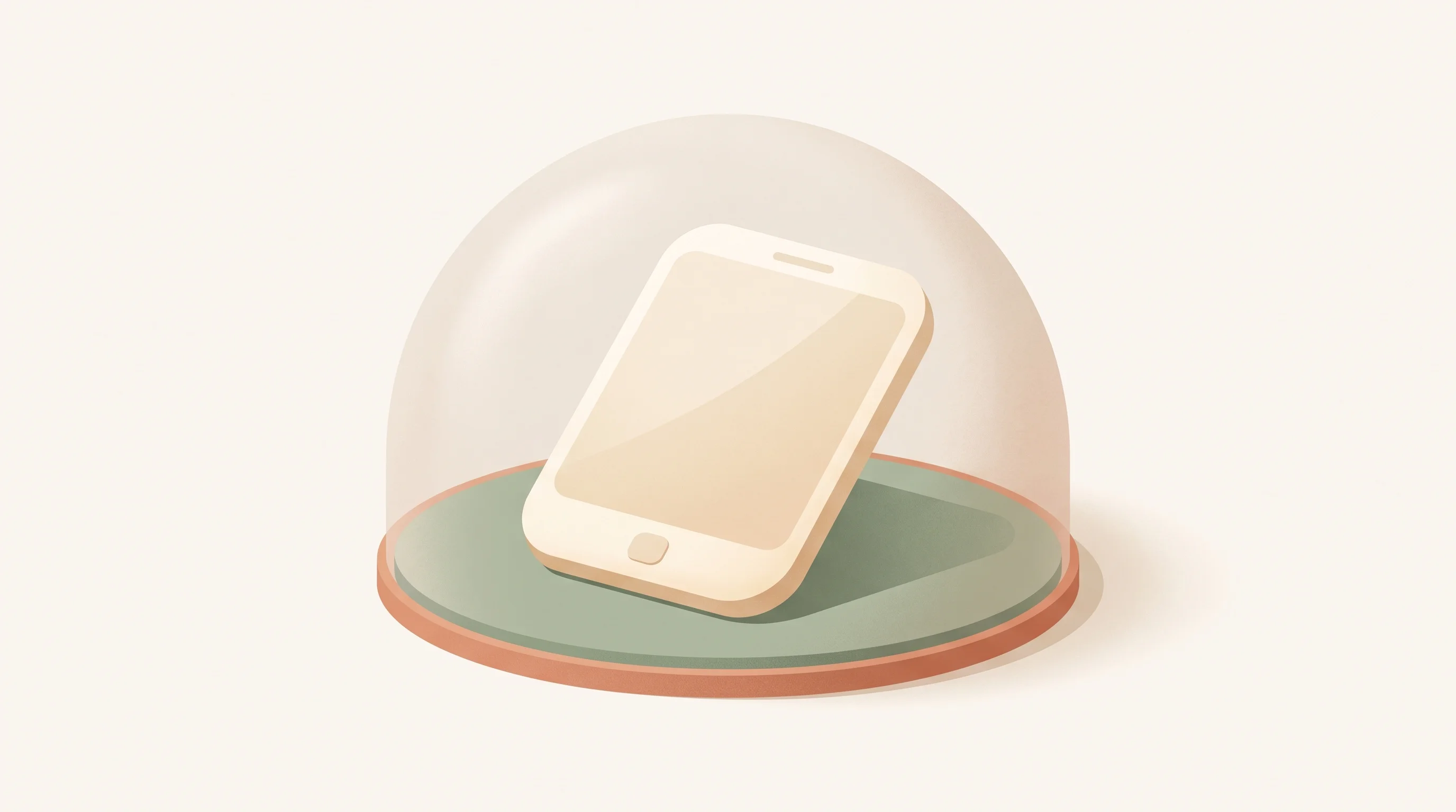 Digital illustration for article section "Market Pressures and Policy Winds" in "Synapse Semiconductor puts neural networks inside pixels" - A minimalist, conceptual illustration of a sleek, modern smart device resting securely beneath a sof...